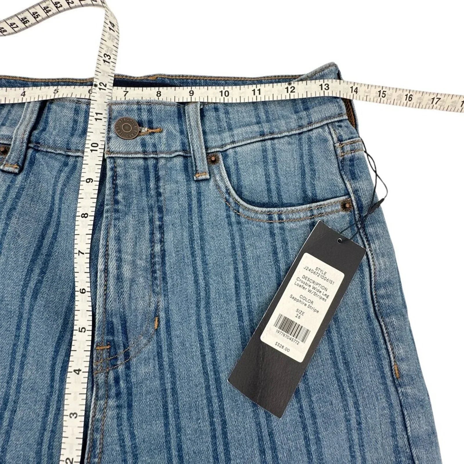 VERONICA BEARD Crosbie Striped Loafer Length Wide Leg Jean 26 - flyKAMP