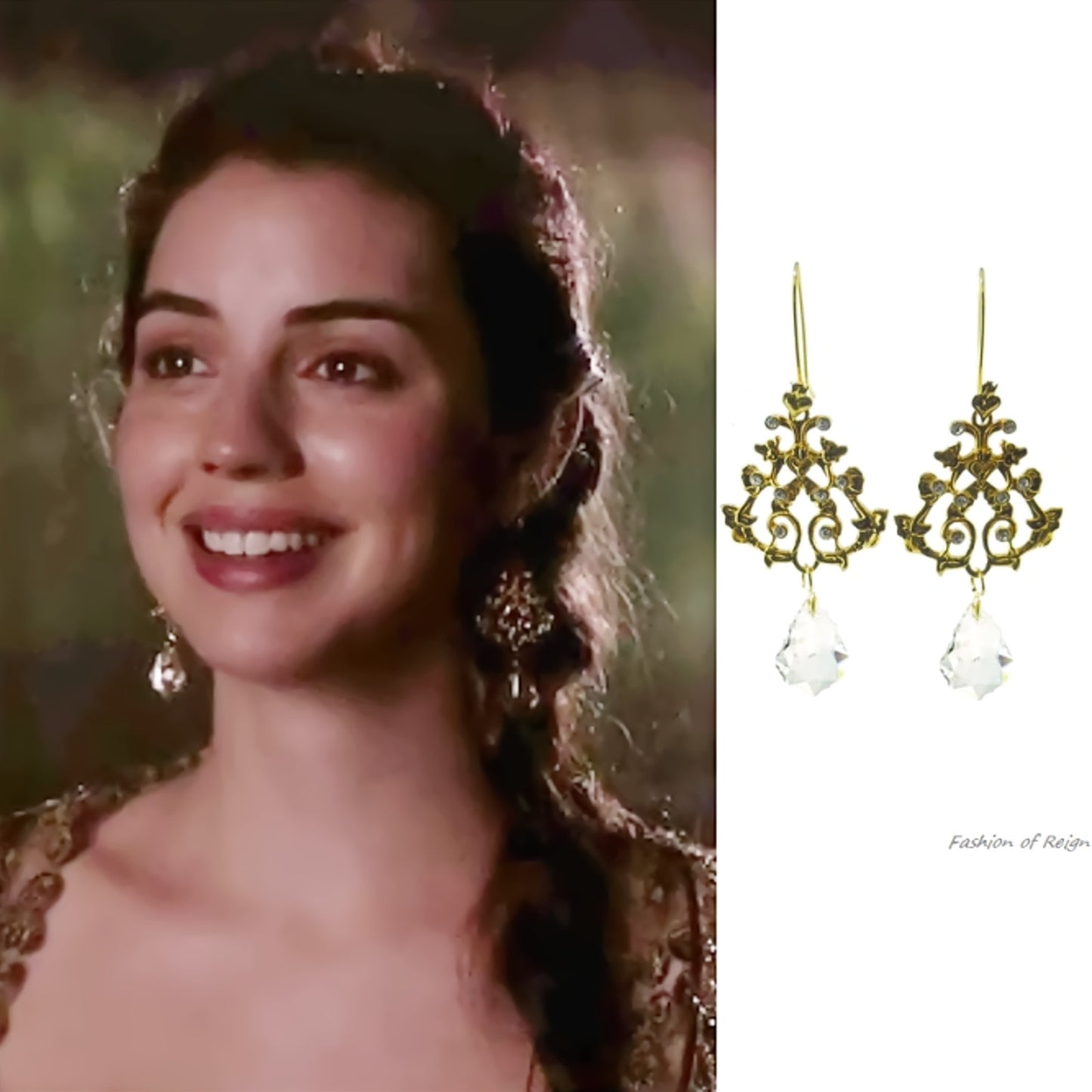 VIRGINS SAINTS & ANGELS VSA Vine Drop Earrings in Gold & Clear Crystal