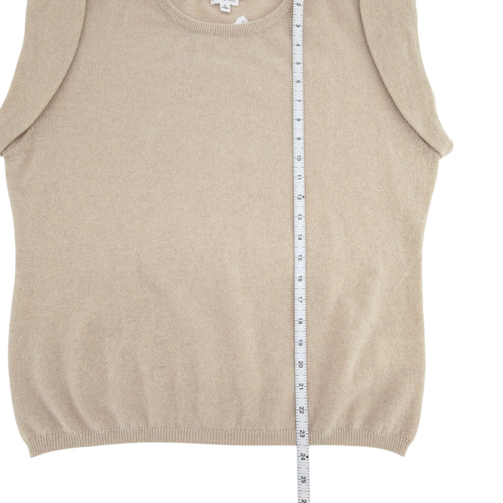 MINNIE ROSE Cashmere Cap Sleeve Knit Tee in Linen M Minnie Rose