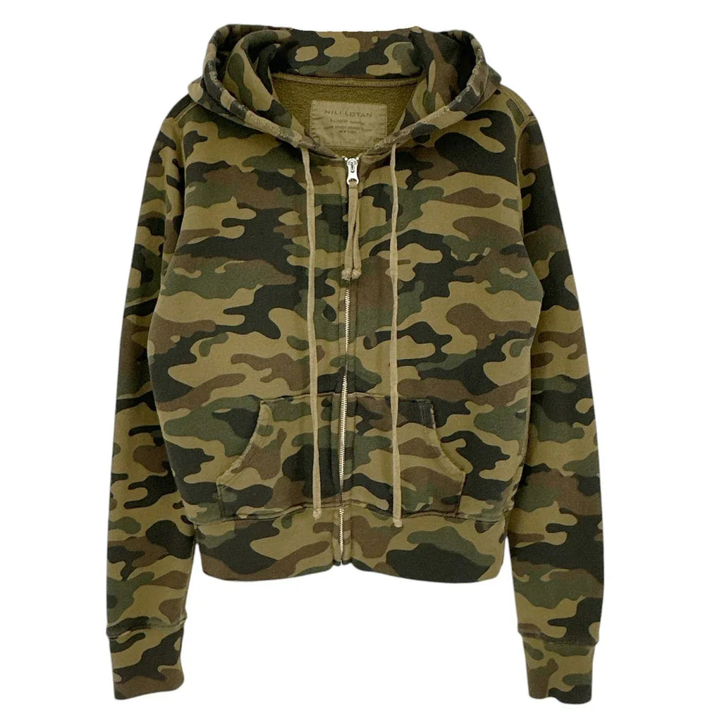 NILI LOTAN New York Callie Zip Up Hoodie In Camouflage Print XS - flyKAMP