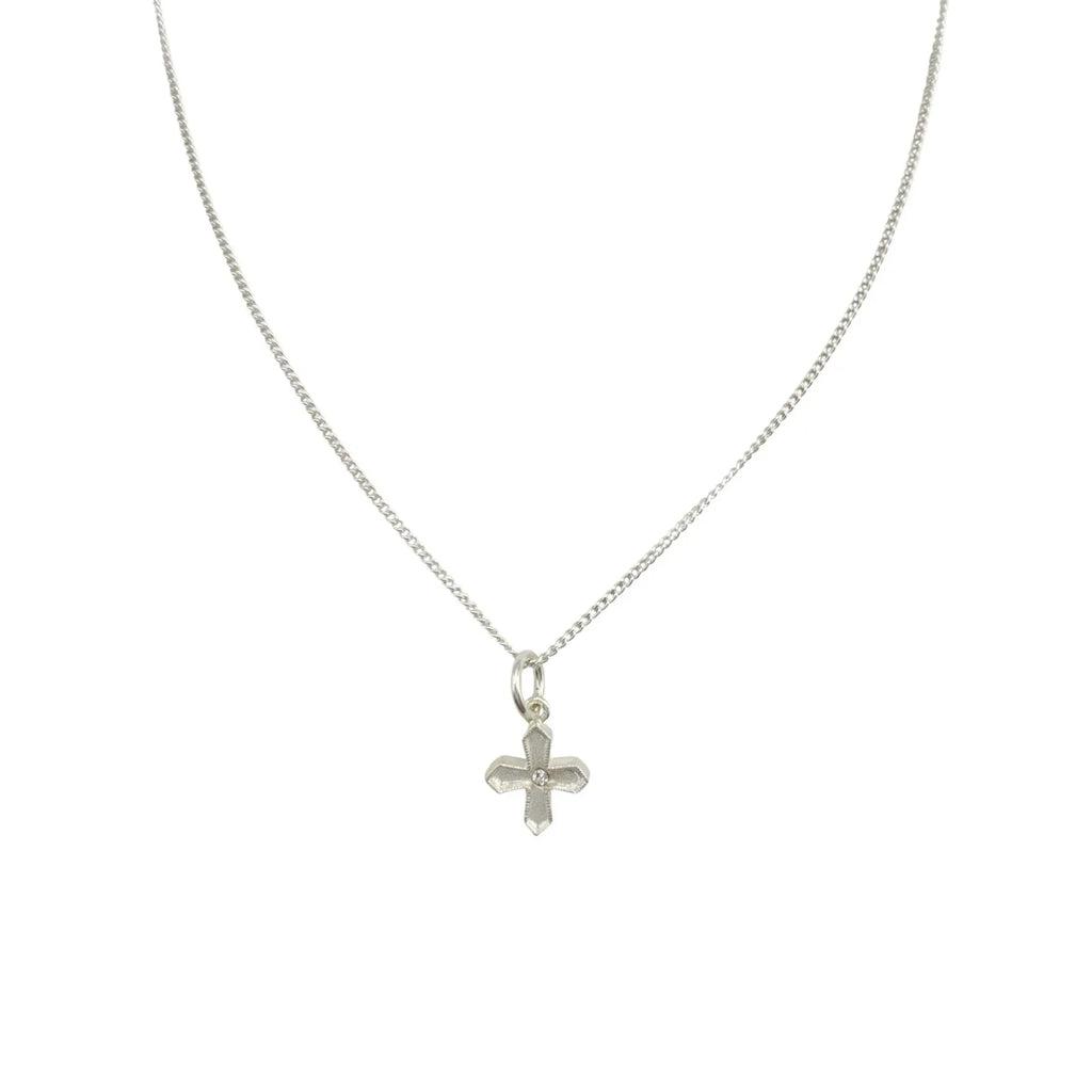 VIRGINS SAINTS & ANGELS VSA Peace Cross Charm Necklace in Silver - flyKAMP