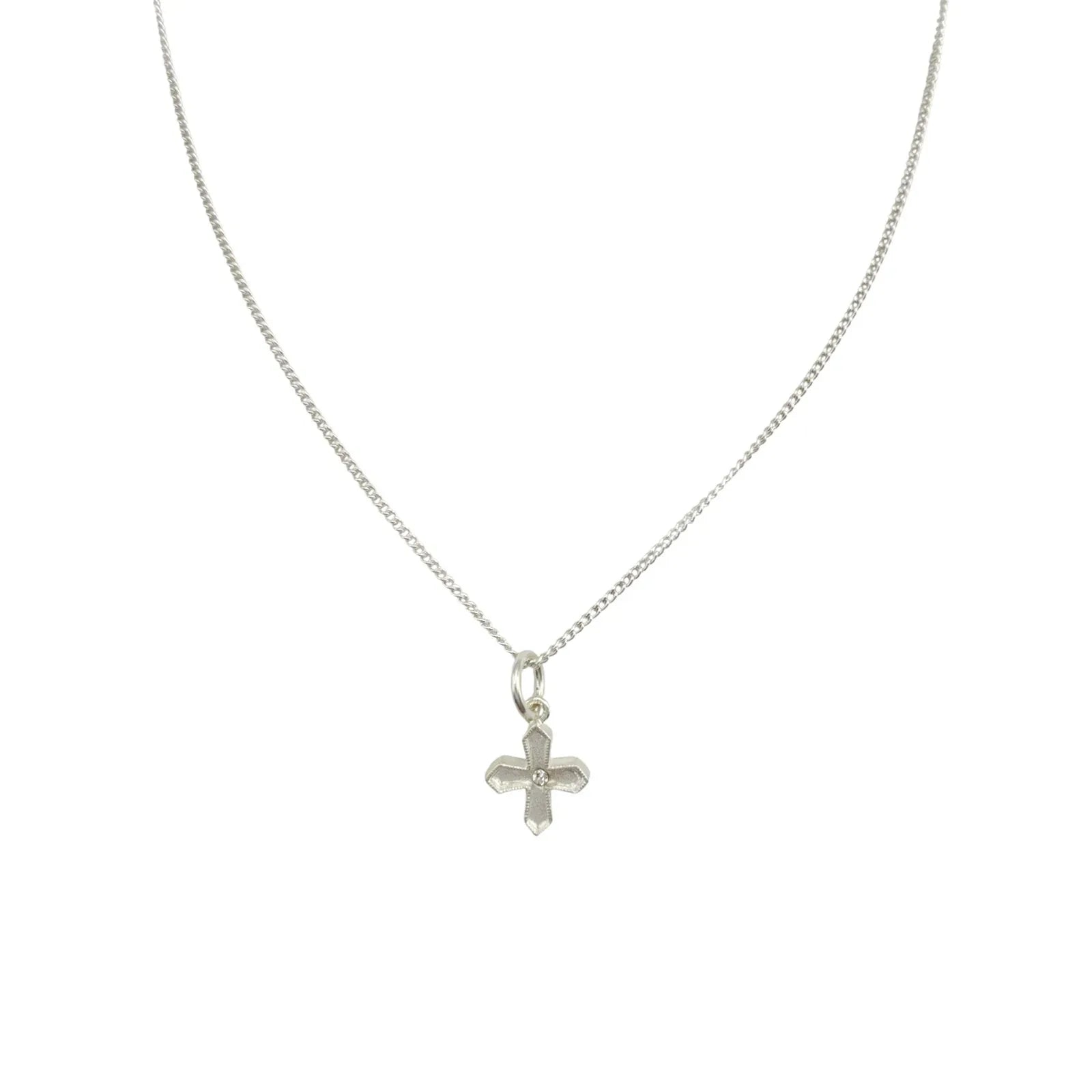 VIRGINS SAINTS & ANGELS VSA Peace Cross Charm Necklace in Silver - flyKAMP