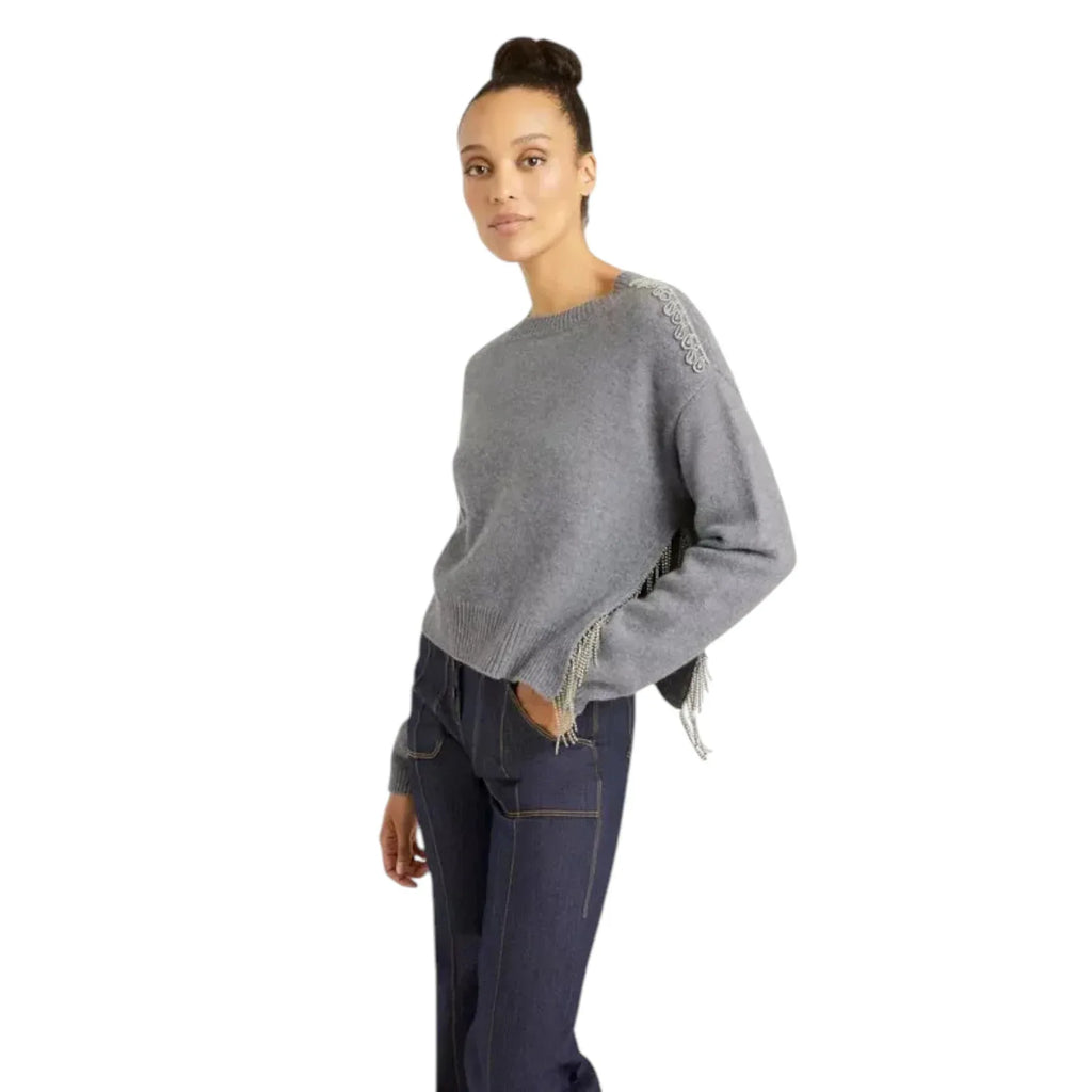 CINQ a SEPT Lilliana Embellished Knit Sweater M - flyKAMP