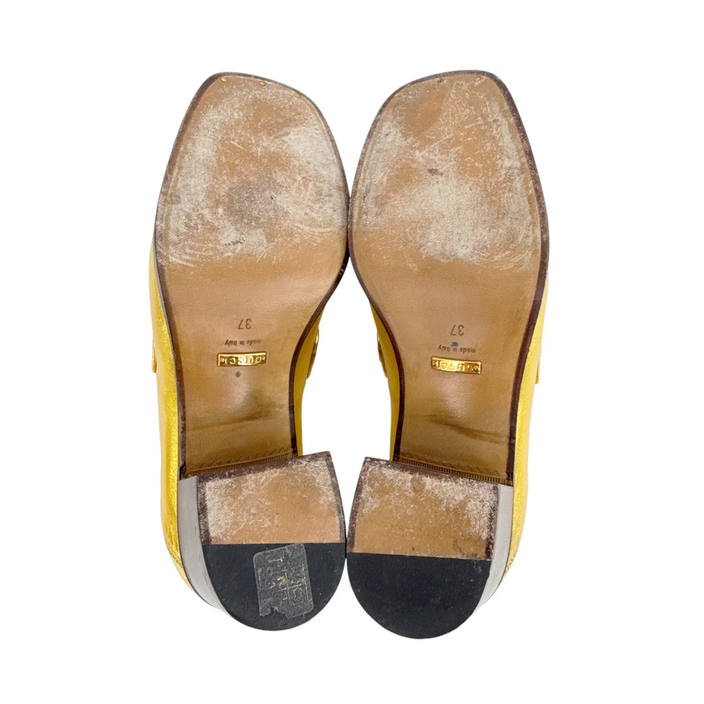GUCCI Vegas Horsebit Collapsible Heel Metallic Leather Loafer 37 - flyKAMP