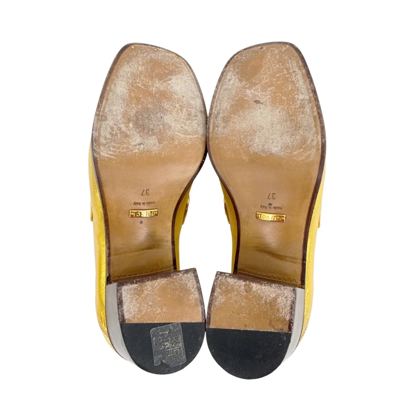 GUCCI Vegas Horsebit Collapsible Heel Metallic Leather Loafer 37 - flyKAMP