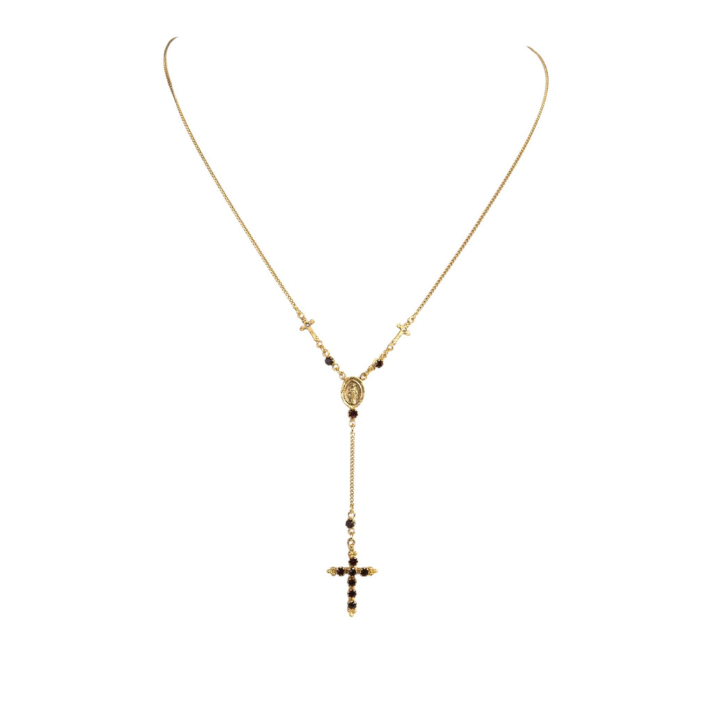 VIRGINS SAINTS & ANGELS VSA Maddie Rosary Necklace in Gold & Burgundy Virgins Saints & Angels