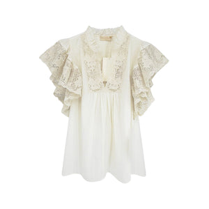 ULLA JOHNSON Jolie Flutter Sleeve Top in Pristine 4|S