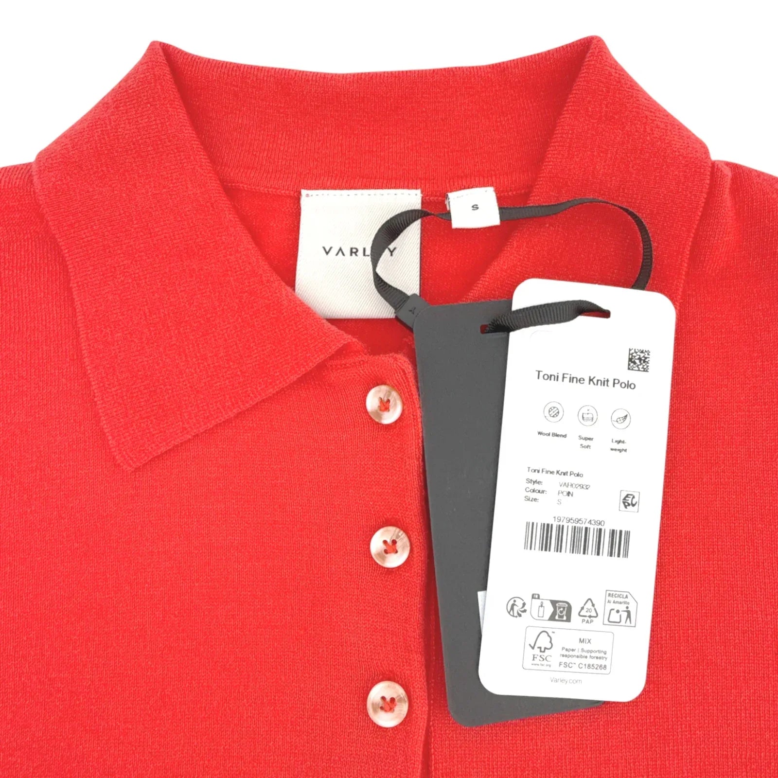 VARLEY Toni Polo Knit Tee in Poinsettia S - flyKAMP