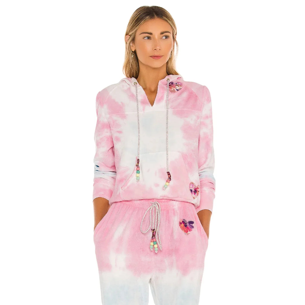 LOVESHACKFANCY Kirby Tie Dyed Terry Hoodie In Cherry Fizz S - flyKAMP