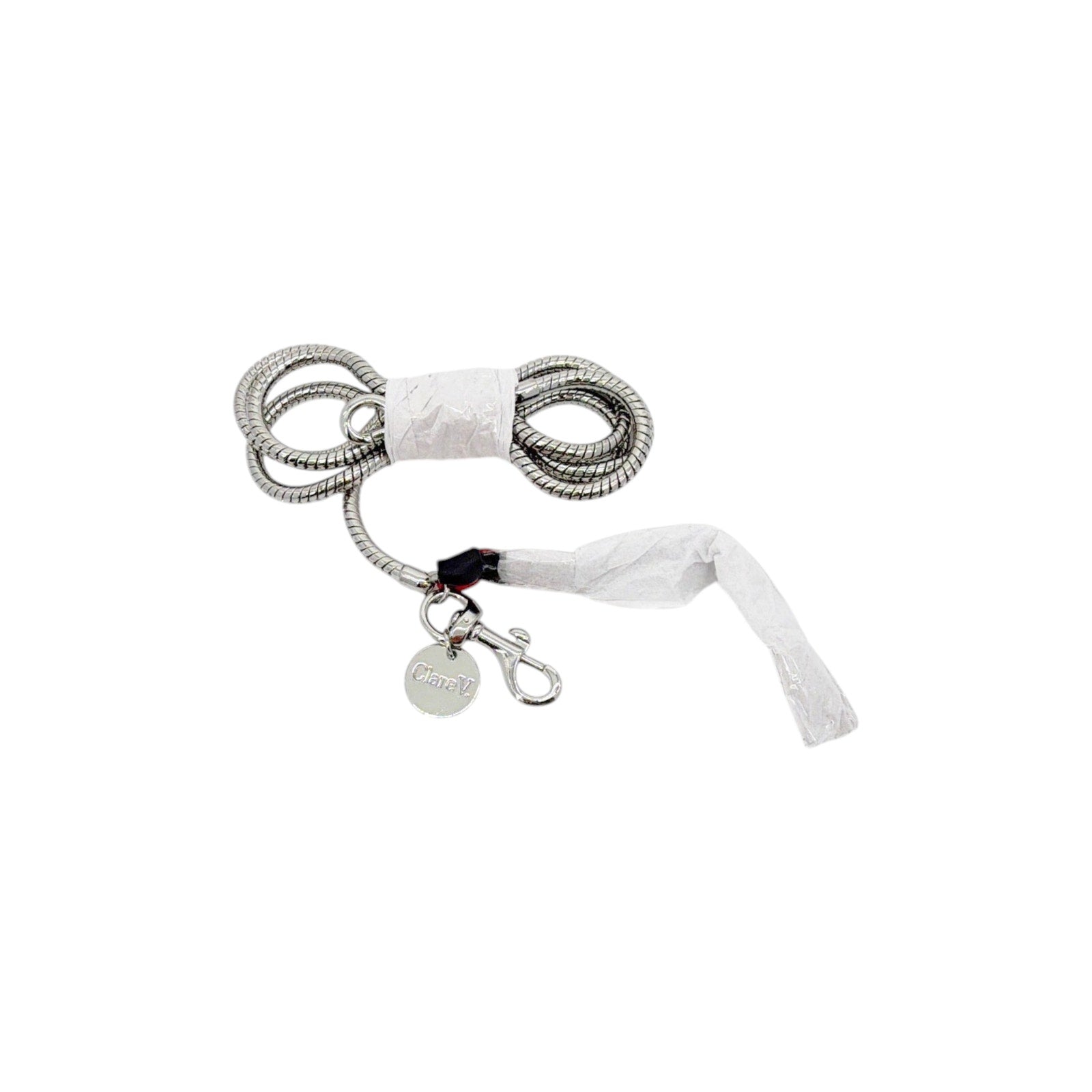 CLARE V. Snake Chain Crossbody Strap in Silver Clare V.