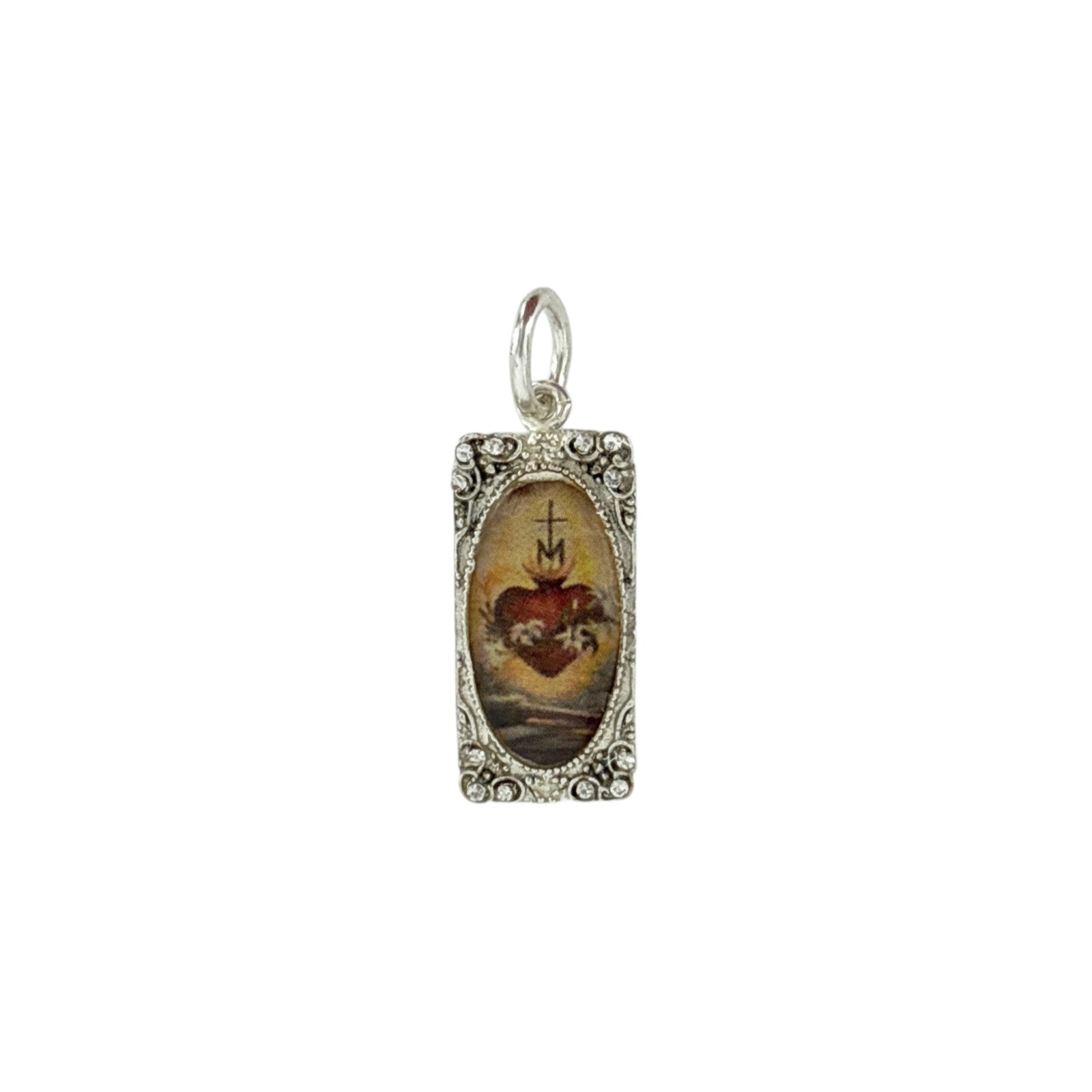 VIRGINS SAINTS & ANGELS VSA Retablo Rectangular Framed Charm in Silver Virgins Saints & Angels