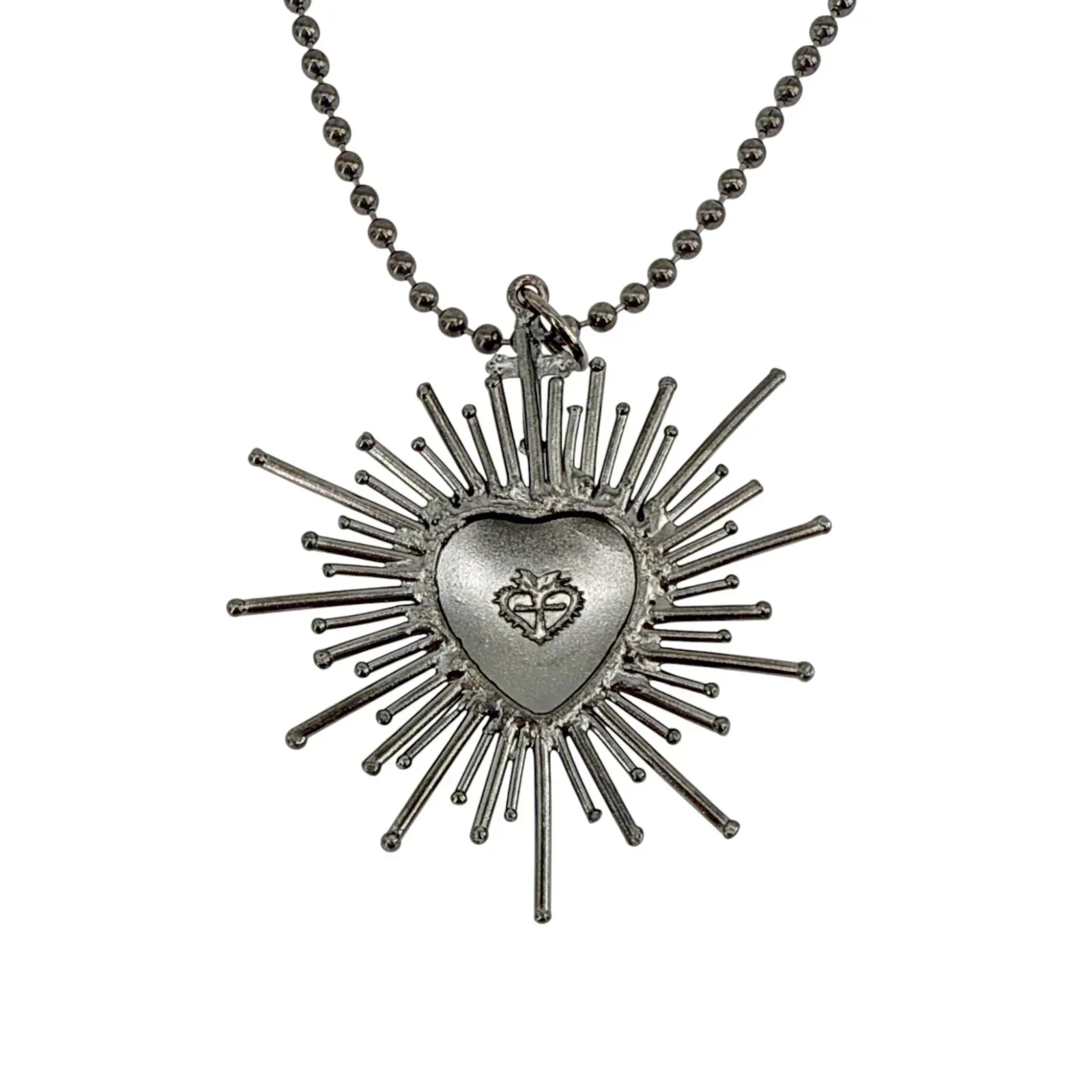 VIRGINS SAINTS & ANGELS VSA Sacred Flame Charm Necklace Gunmetal 34" Ball Chain - flyKAMP