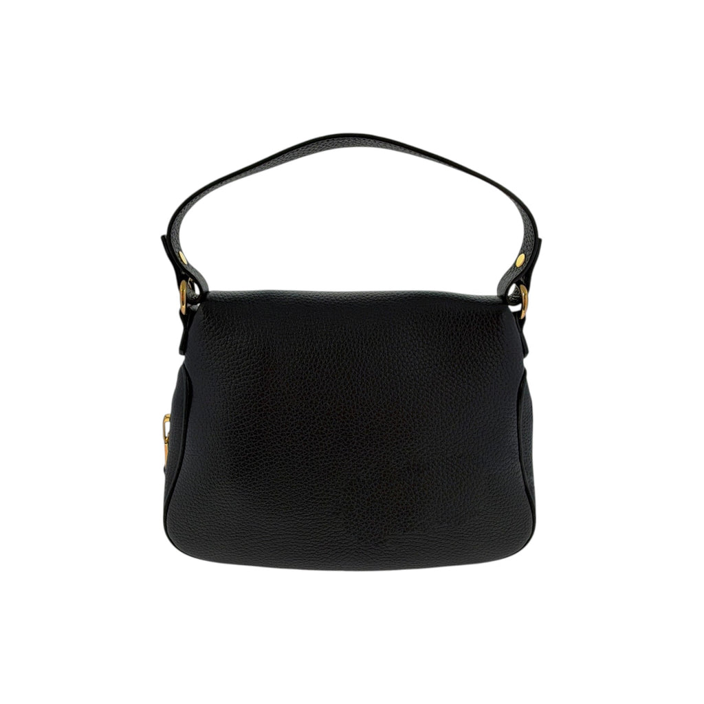 TOM FORD Jennifer Medium Double Strap Bag in Black Grained Leather Tom Ford