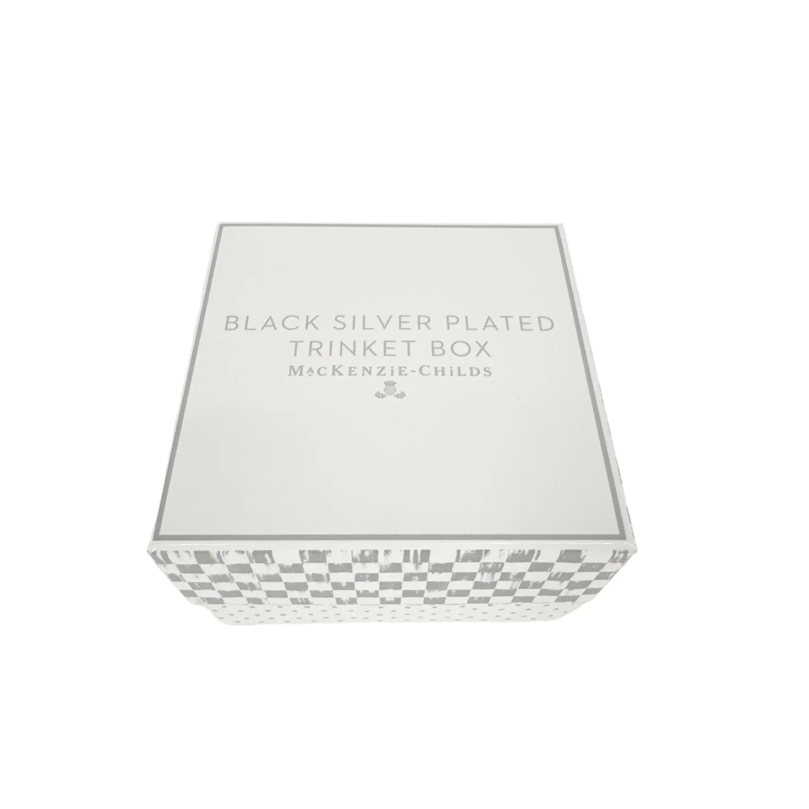 MACKENZIE-CHILDS Black Silver Plated Trinket Box with Check Knob - flyKAMP