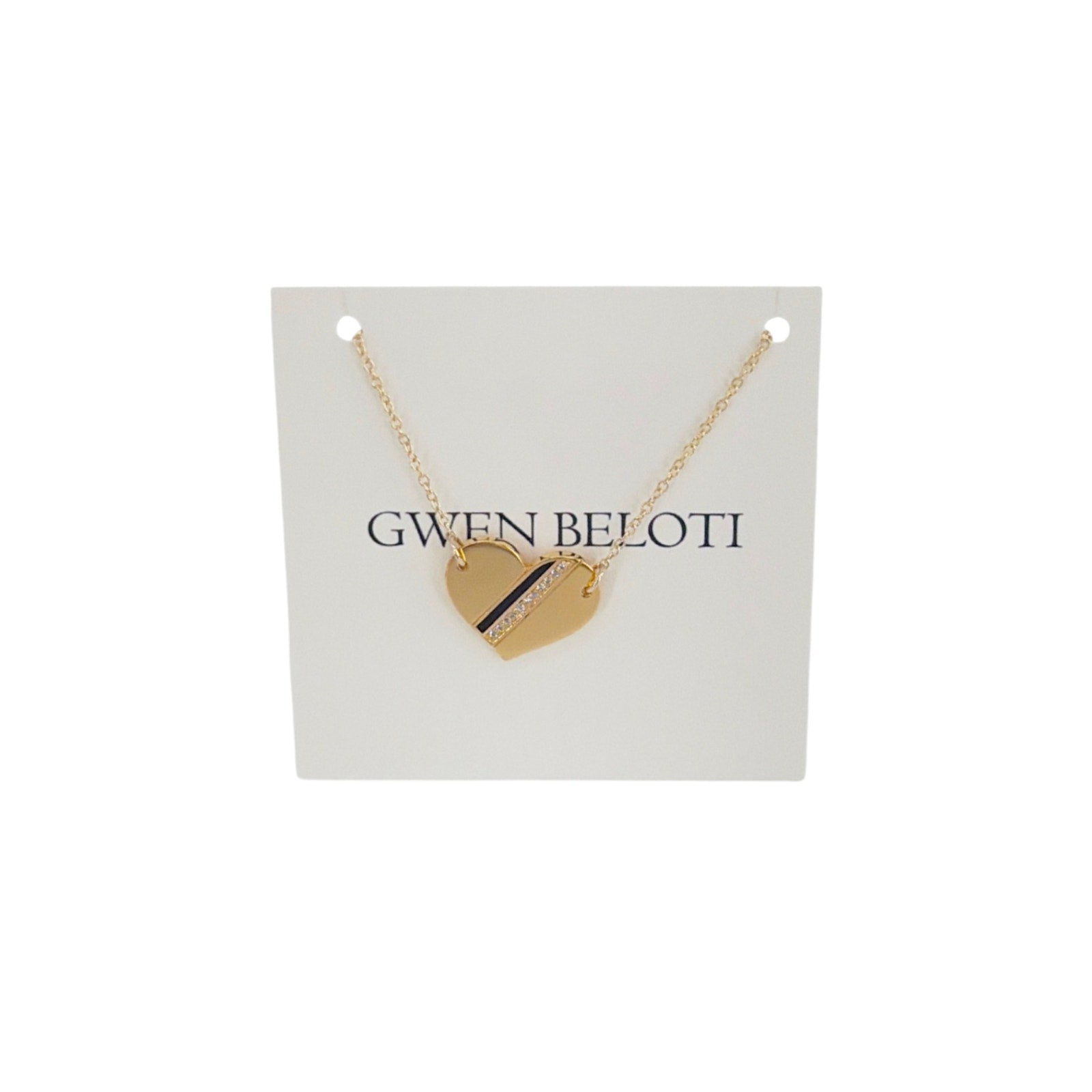 GWEN BELOTI Heart Stripe Pendant Necklace Gwen Beloti