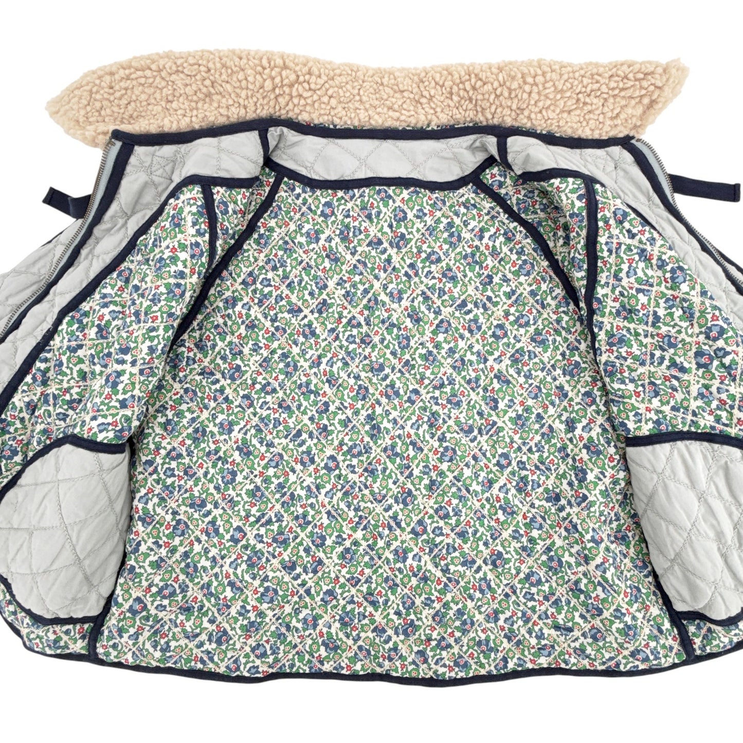 THE GREAT. The Short Quilted Reversible Jacket in Stone Blue 0|XS