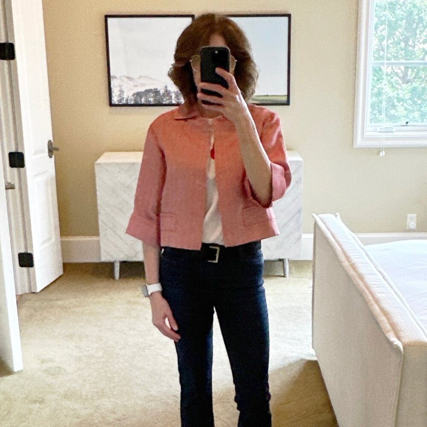CAROLINA HERRERA Cropped Open Front Silk Blend Jacket 4