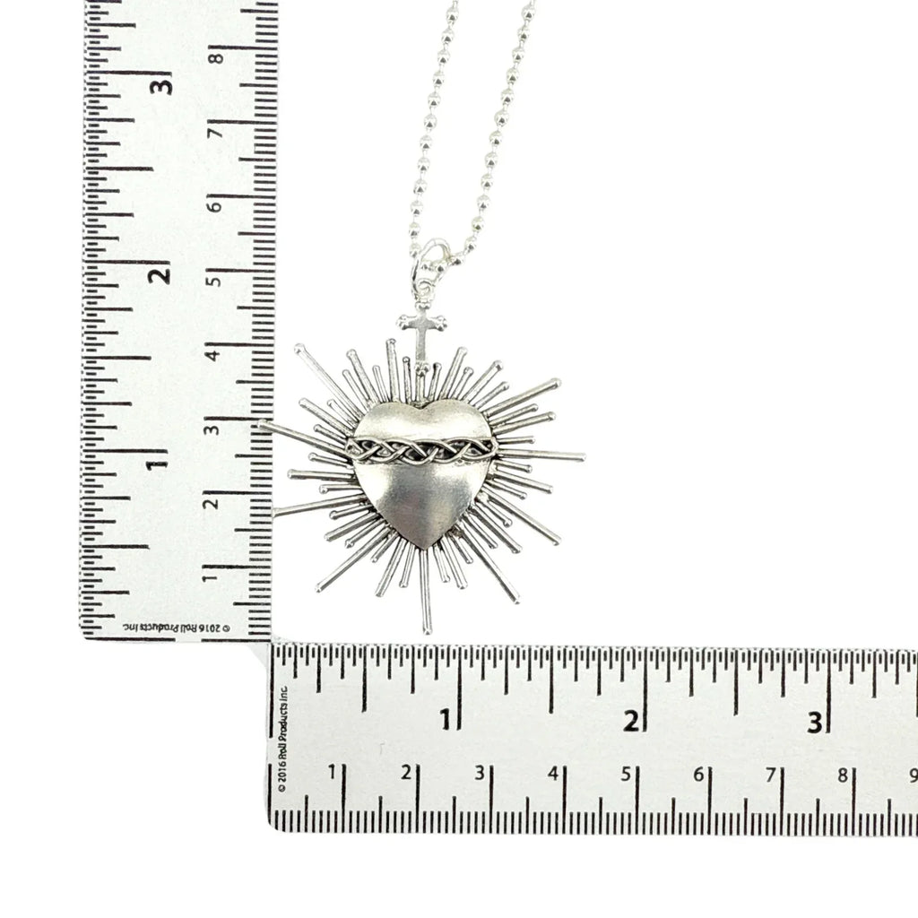 VIRGINS SAINTS & ANGELS VSA Sacred Flame Charm Necklace Silver 34" Ball Chain - flyKAMP
