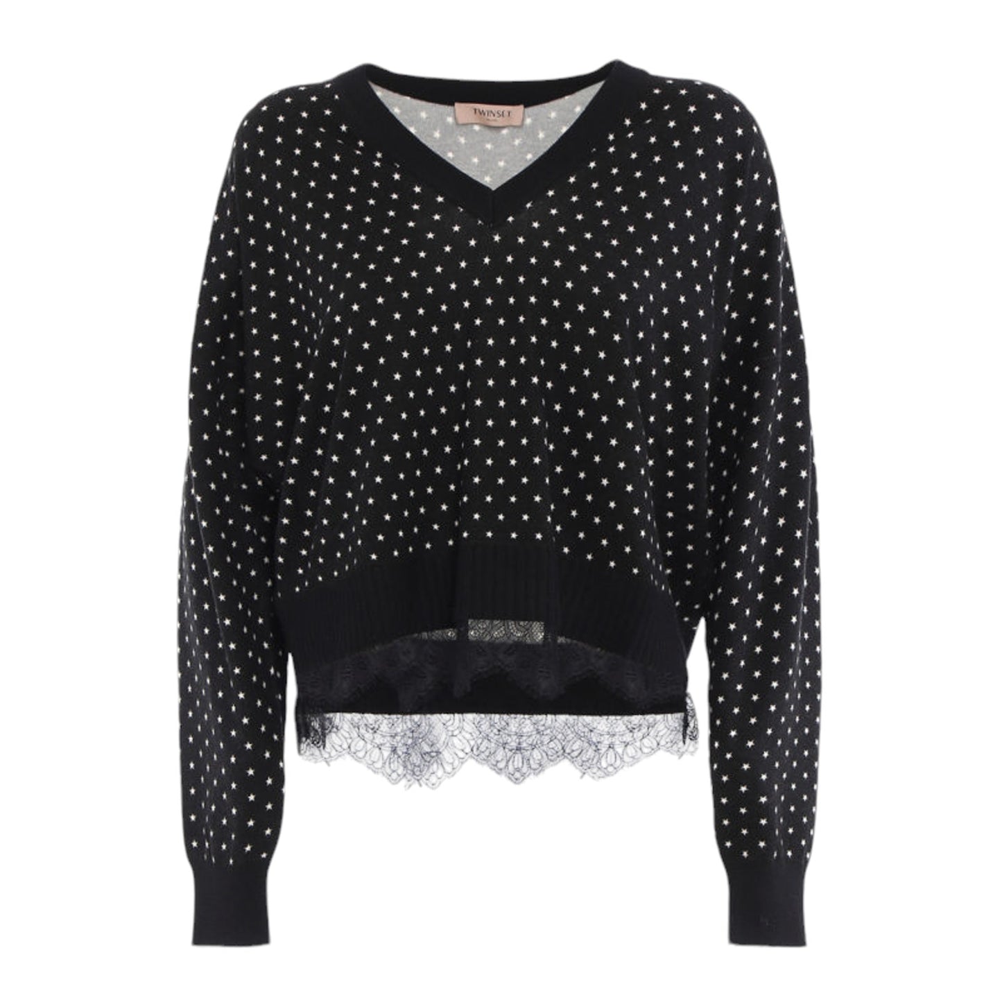 TWINSET Stars Patterned V-neck Sweater S