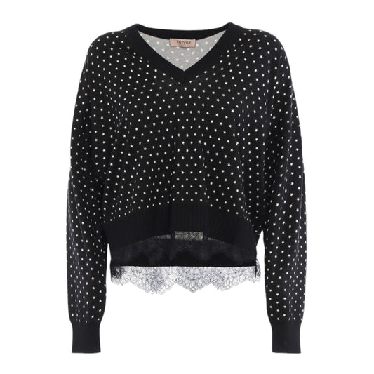 TWINSET Stars Patterned V-neck Sweater S