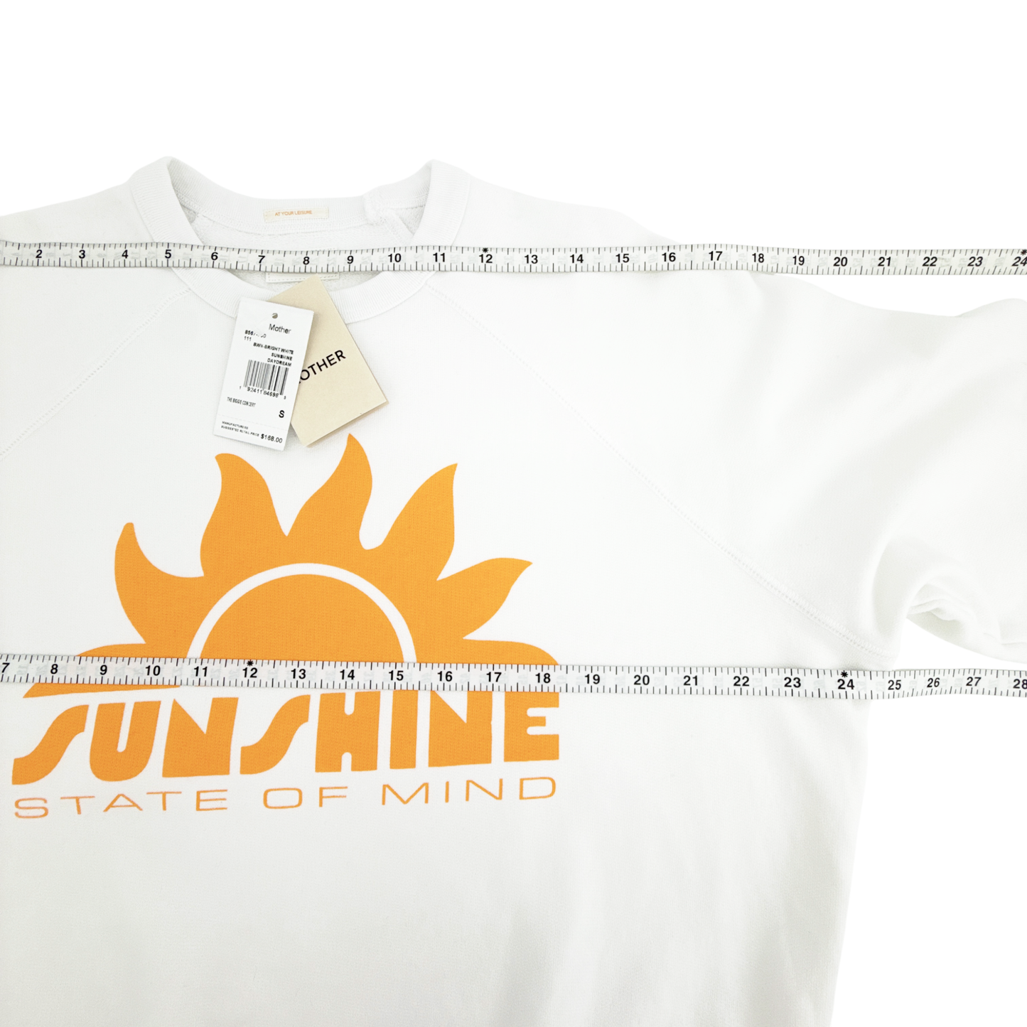 MOTHER The Biggie Message Sweatshirt In Bright White Sunshine Daydream S