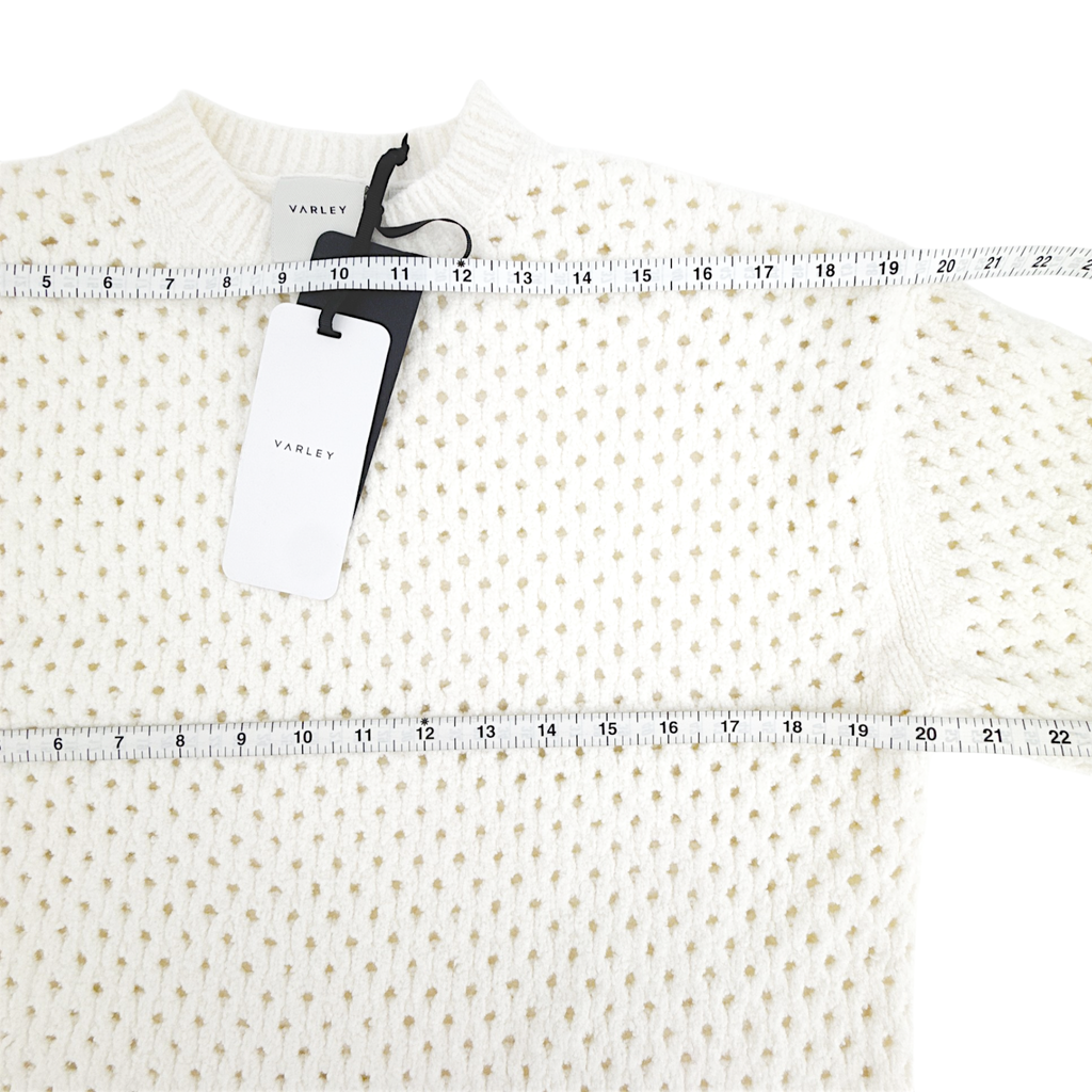 VARLEY Grady Bouclé Knit Sweater in Coconut Milk XS Varley