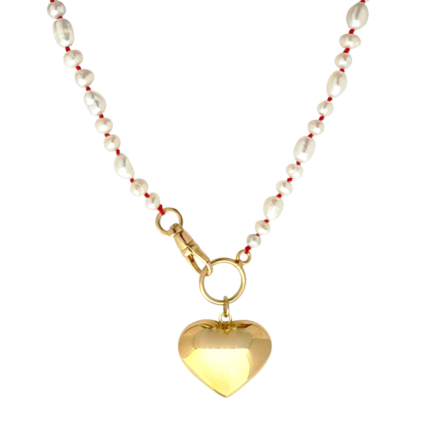 MAISON IREM Big Heart Necklace Pearl & Gold