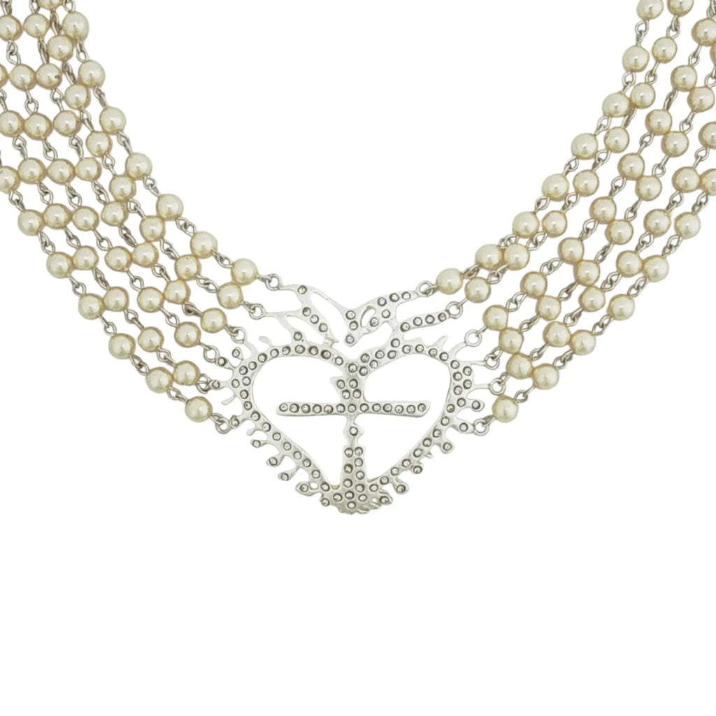 VIRGINS SAINTS & ANGELS VSA La Queen Collar in Cream Pearl & Silver - flyKAMP