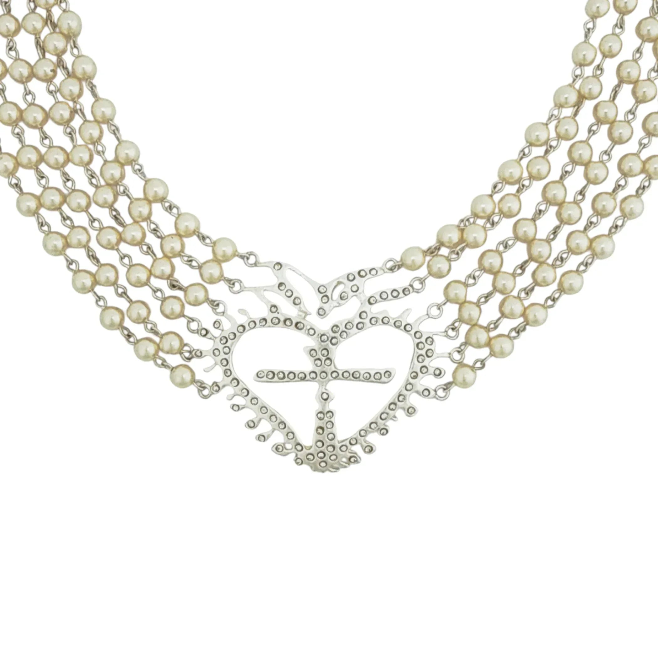 VIRGINS SAINTS & ANGELS VSA La Queen Collar in Cream Pearl & Silver - flyKAMP