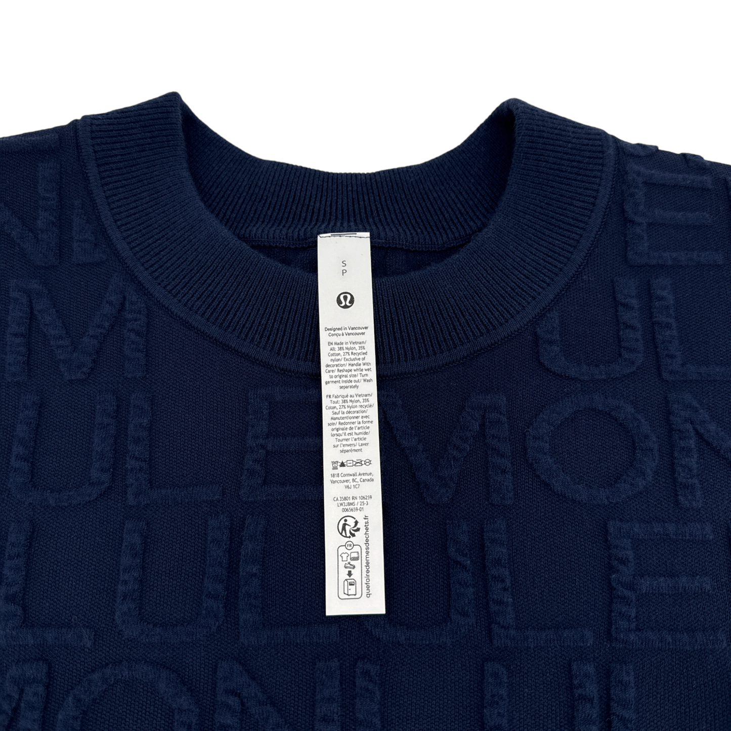 LULULEMON Cotton Blend Jacquard Crewneck Sweater in Club Blue S