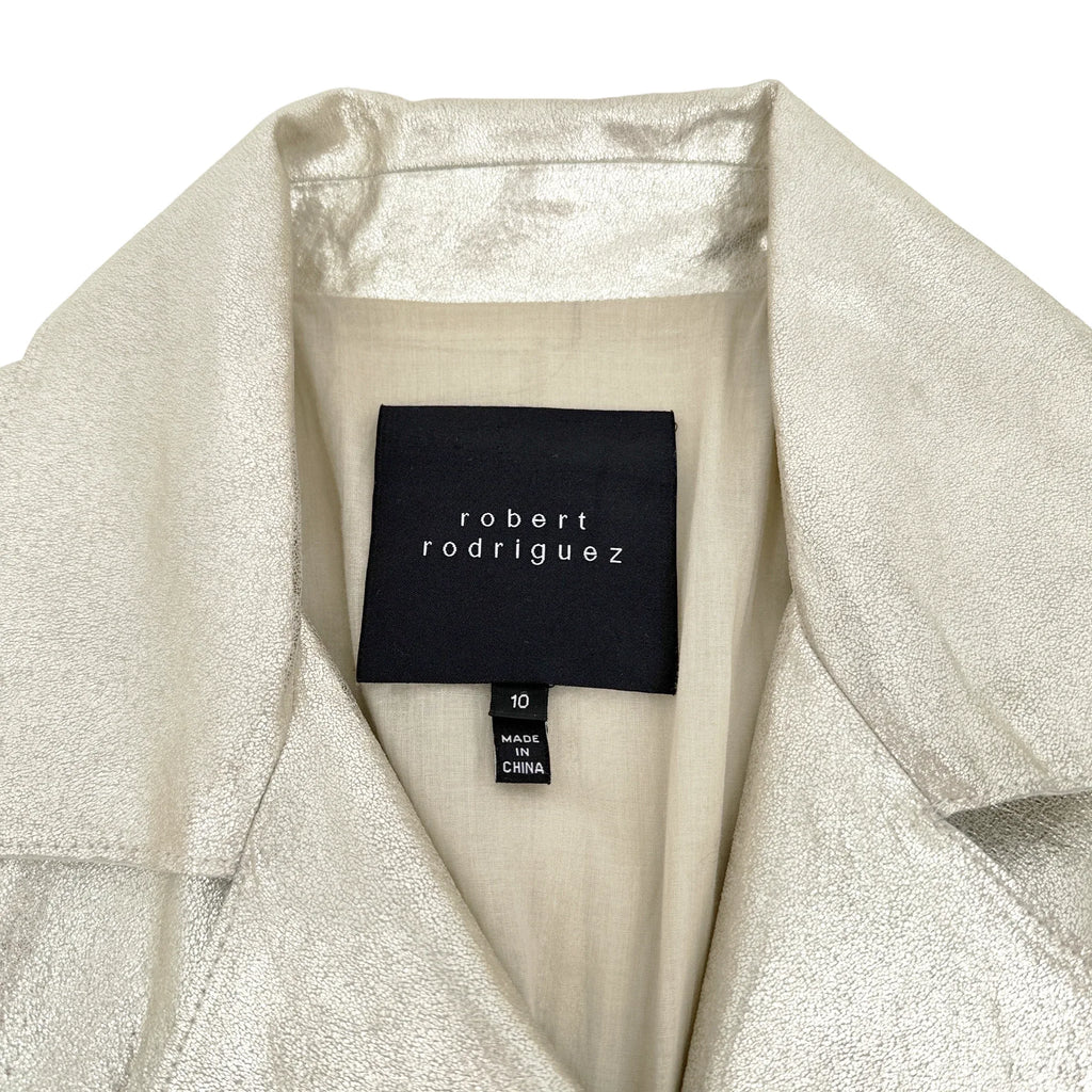 ROBERT RODRIGUEZ Metallic Leather Jacket in Gold 10|M - flyKAMP