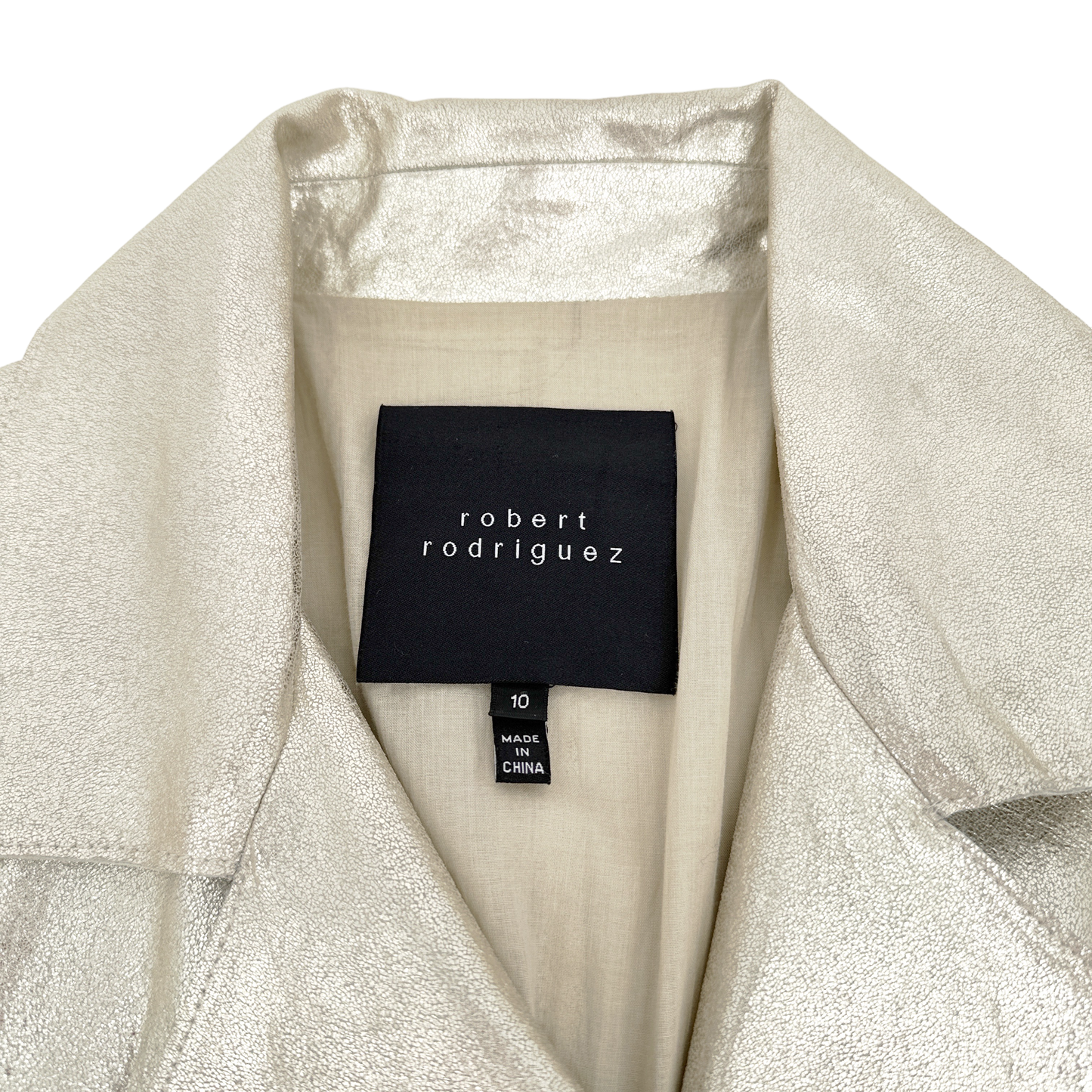 ROBERT RODRIGUEZ Metallic Leather Jacket in Gold 10|M