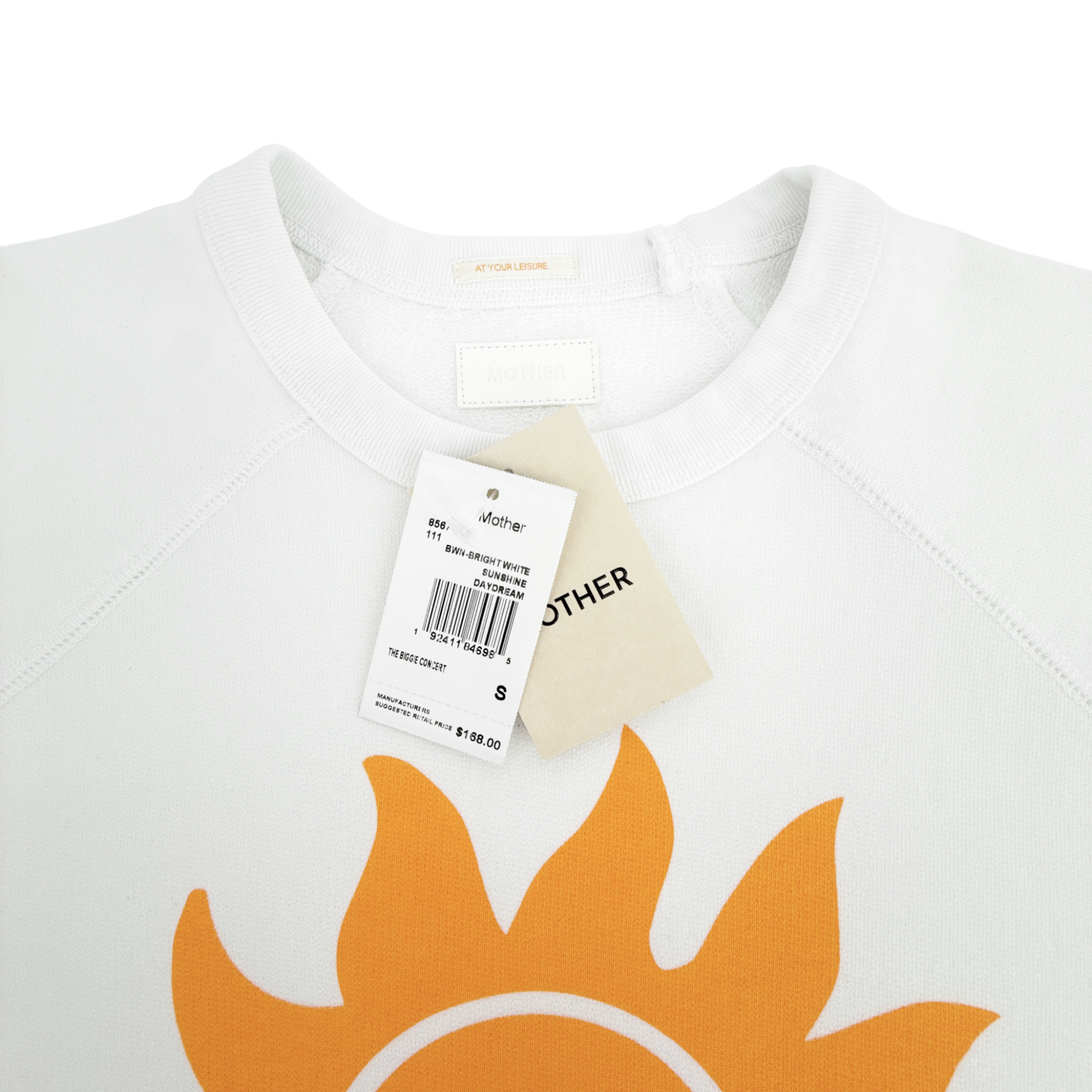 MOTHER The Biggie Message Sweatshirt In Bright White Sunshine Daydream S