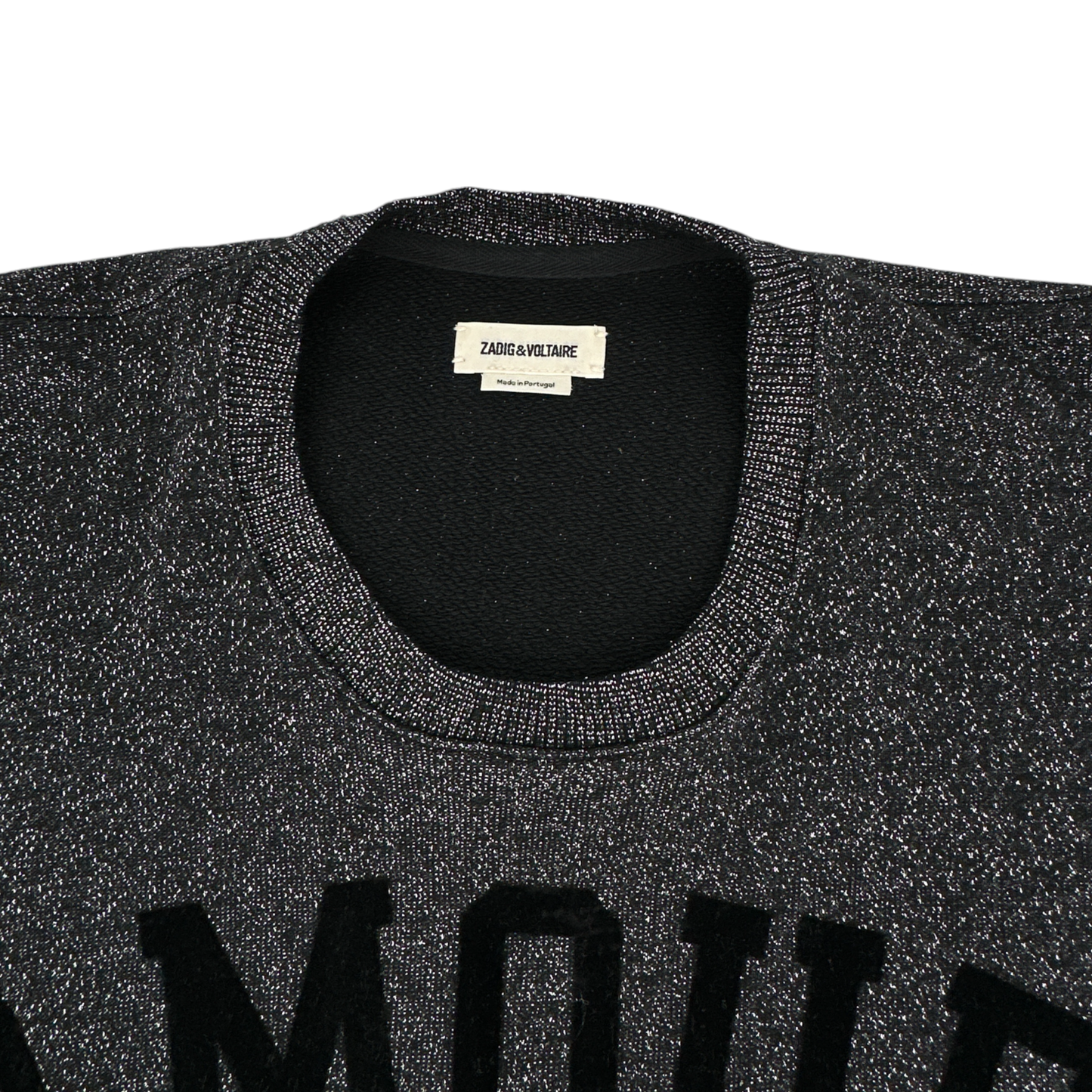 ZADIG & VOLTAIRE Portland Amour Glitter Top in Black XS