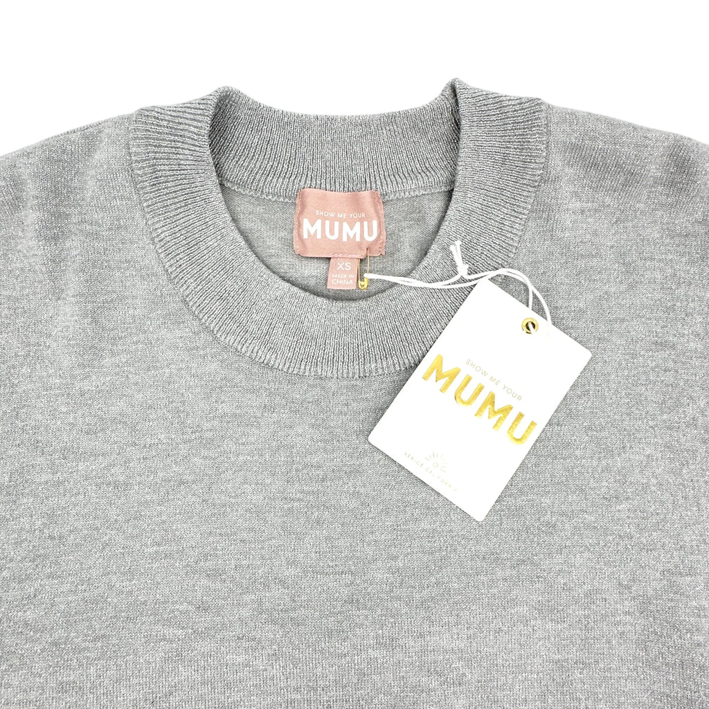 SHOW ME YOUR MUMU Classic Crewneck Sweater Silver Metallic XS - flyKAMP