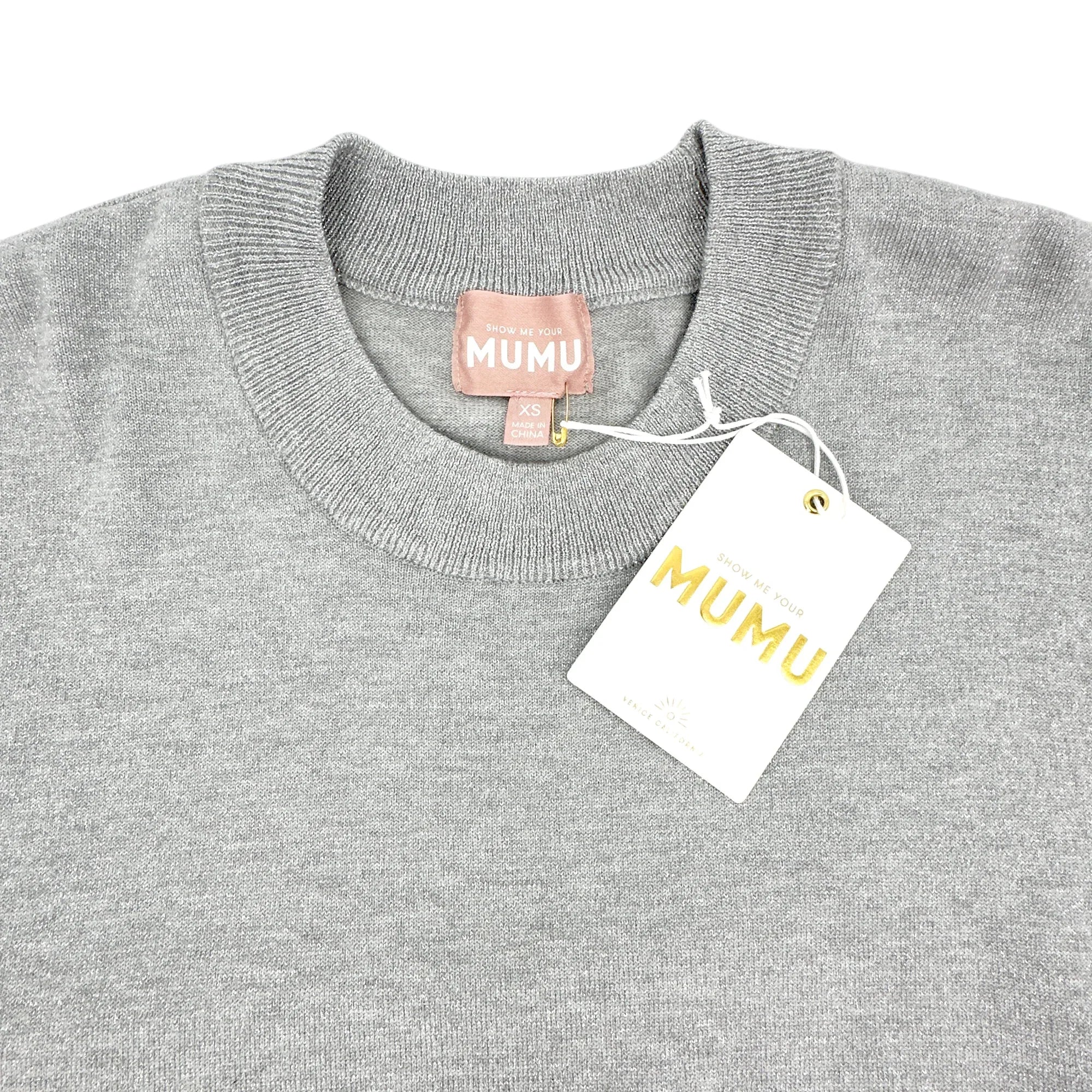 SHOW ME YOUR MUMU Classic Crewneck Sweater Silver Metallic XS - flyKAMP