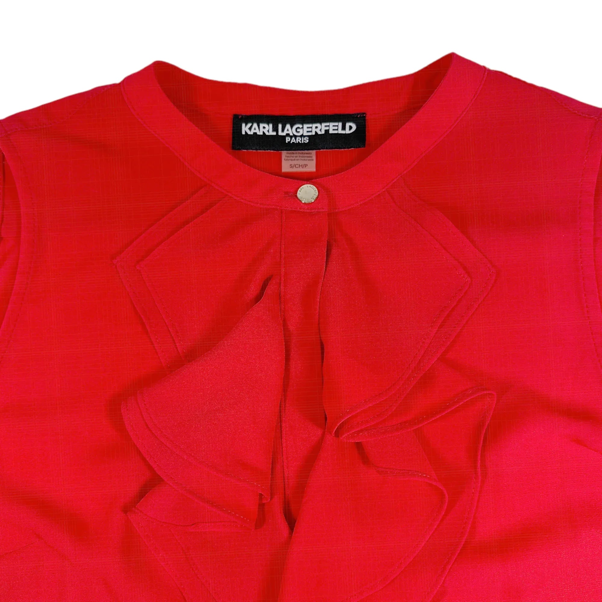 KARL LAGERFELD Paris Sakeri Ruffle Detail Blouse S - flyKAMP
