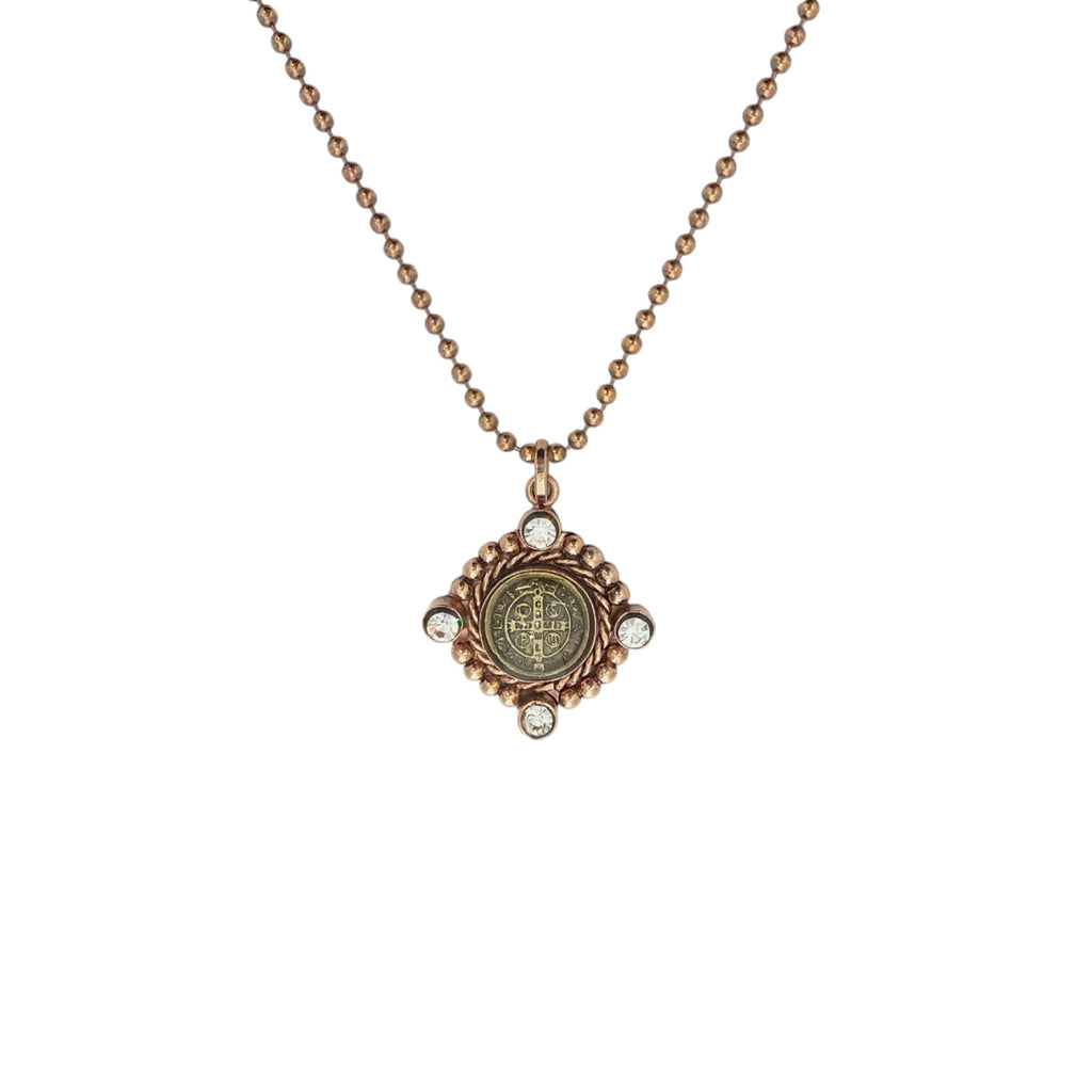 VIRGINS SAINTS & ANGELS VSA Lil' Bennie San Benito Charm Necklace SS Rose Gold Virgins Saints & Angels