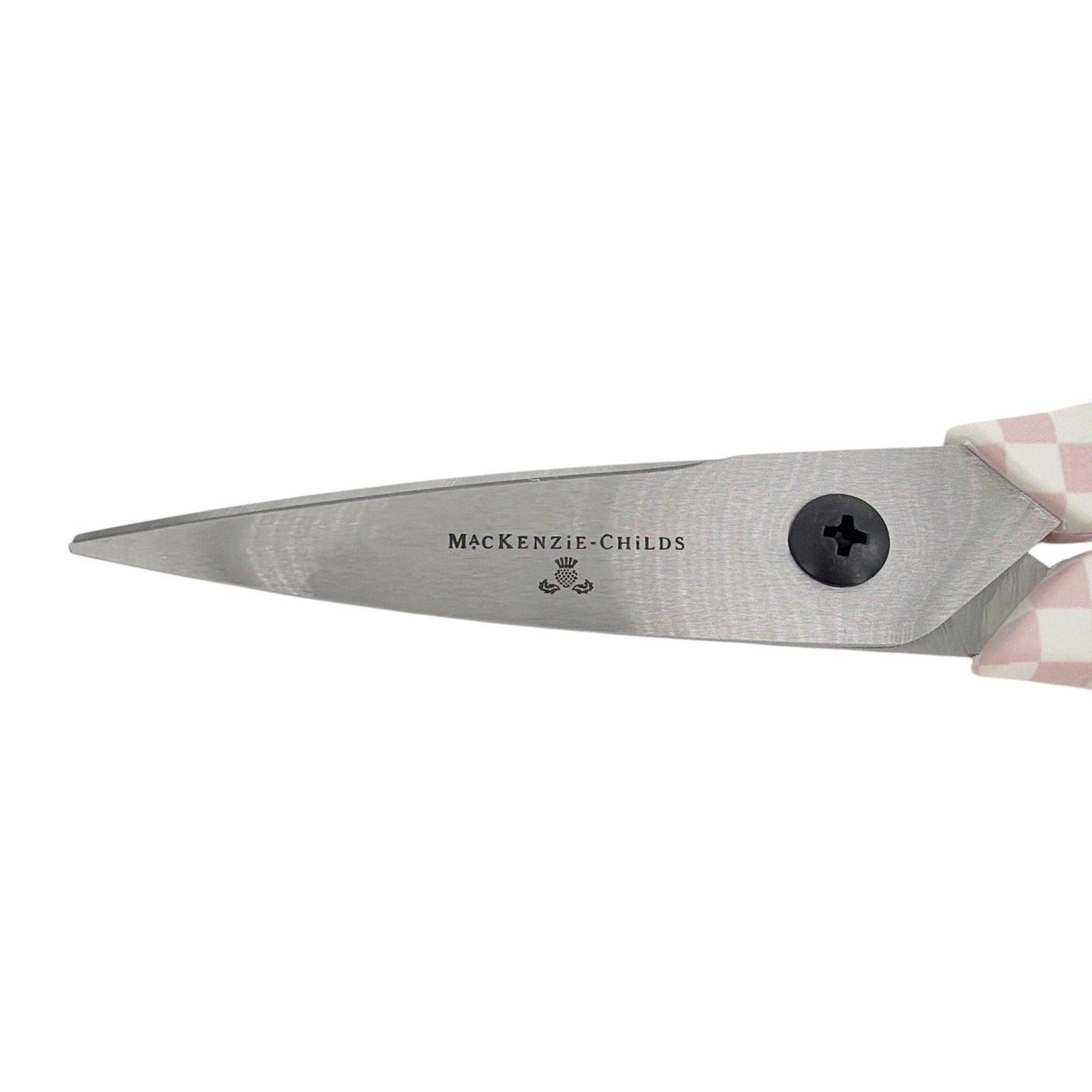 MACKENZIE-CHILDS Check Kitchen Shears in Pink & White Check Mackenzie-Childs