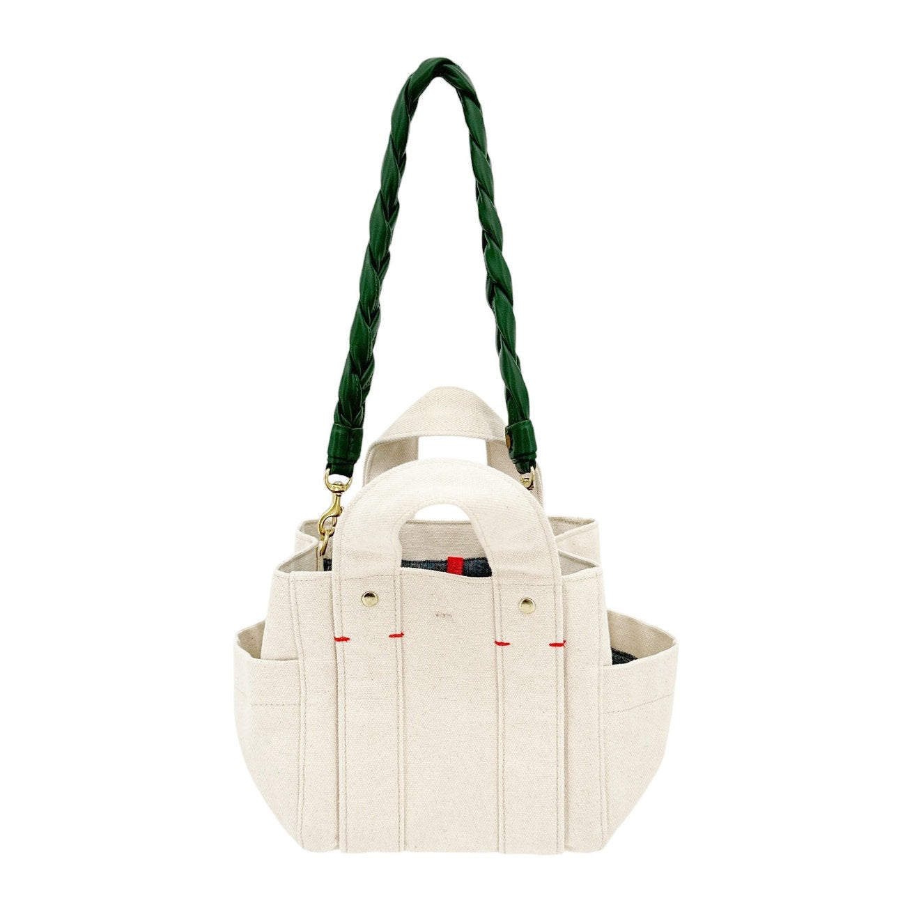 CLARE V. Braided Nappa Shoulder Strap in Evergreen Nappa