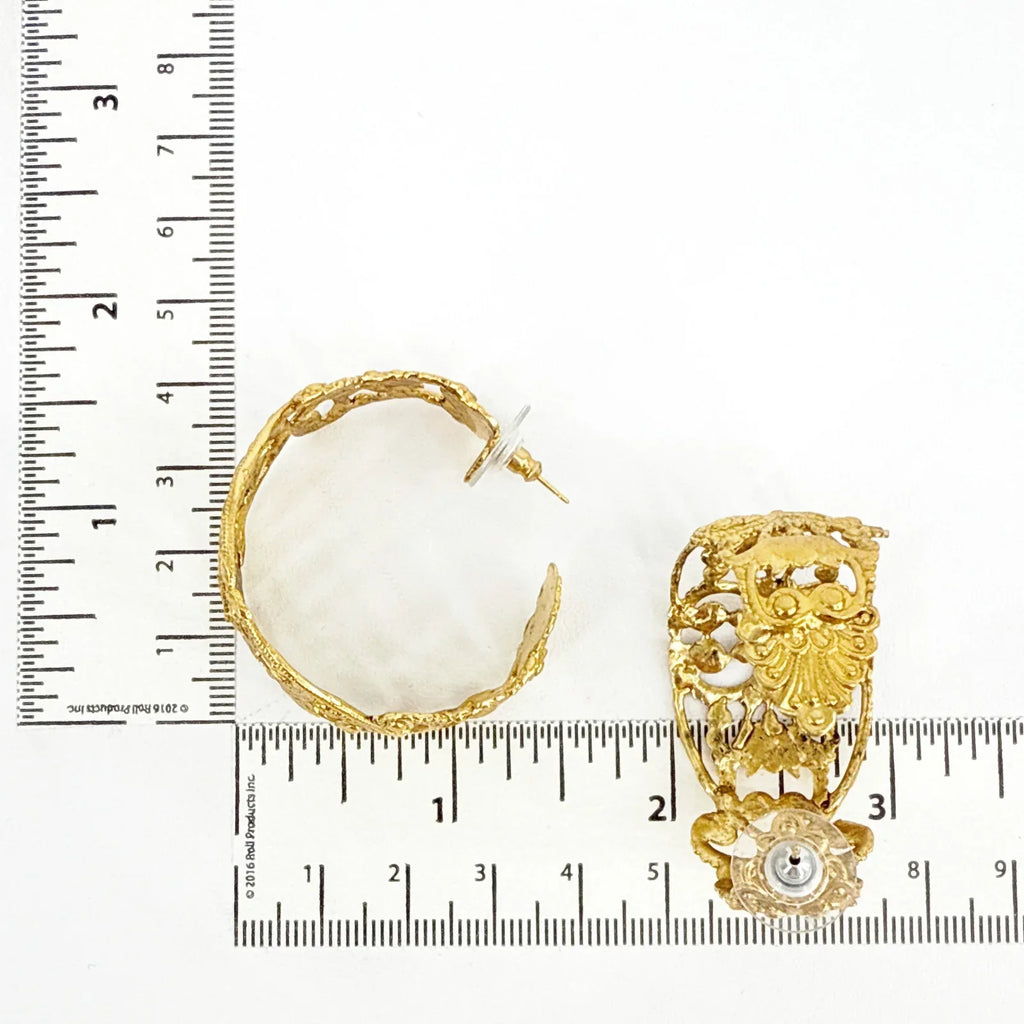 VIRGINS SAINTS & ANGELS VSA Antigua Wide Hoop Post Earrings in Gold - flyKAMP