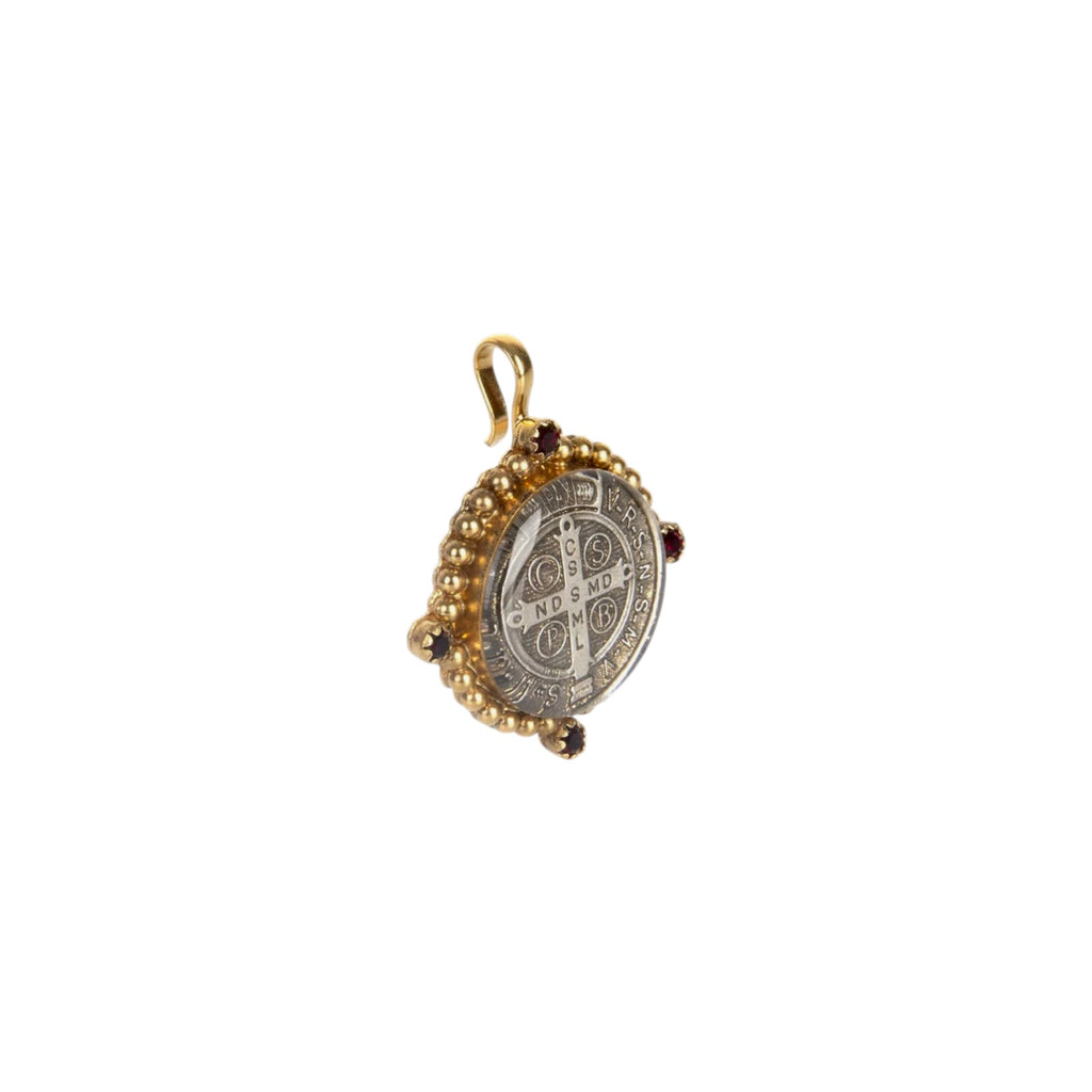 VIRGINS SAINTS & ANGELS VSA Bespoke San Benito Medallion Garnett & Gold Virgins Saints & Angels