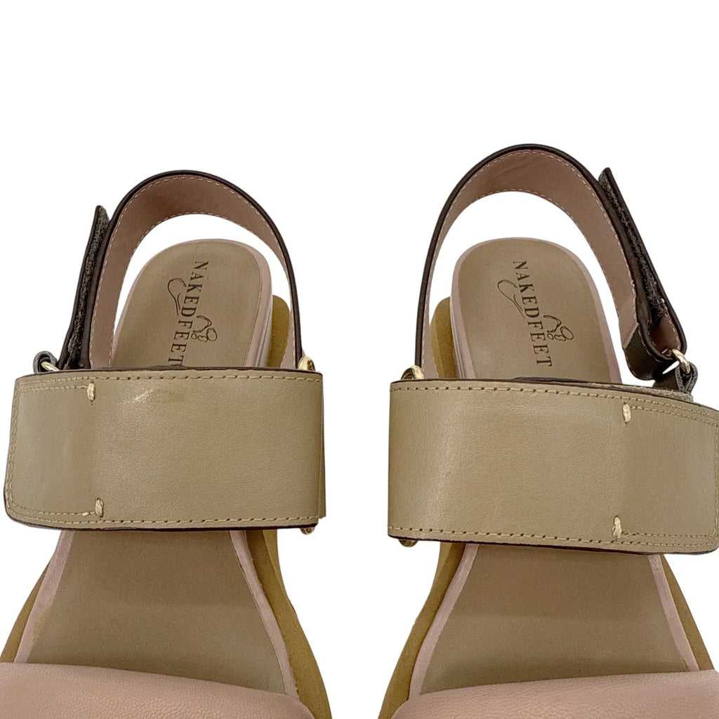 NAKED FEET Paradox in Ecru Wedge Sandals 6.5 - flyKAMP