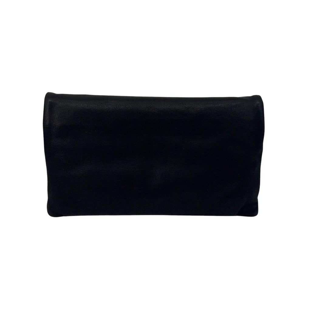 ANN TAYLOR Nappa Leather Foldover Clutch Bag in Black - flyKAMP