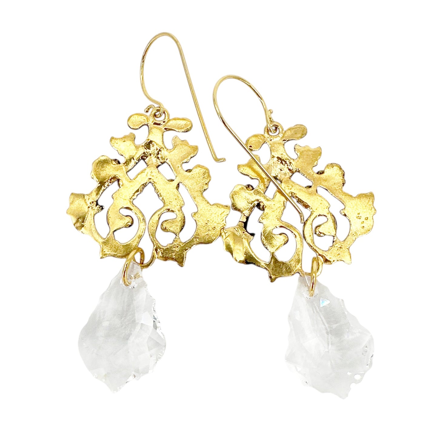 VIRGINS SAINTS & ANGELS VSA Vine Drop Earrings in Gold & Clear Crystal