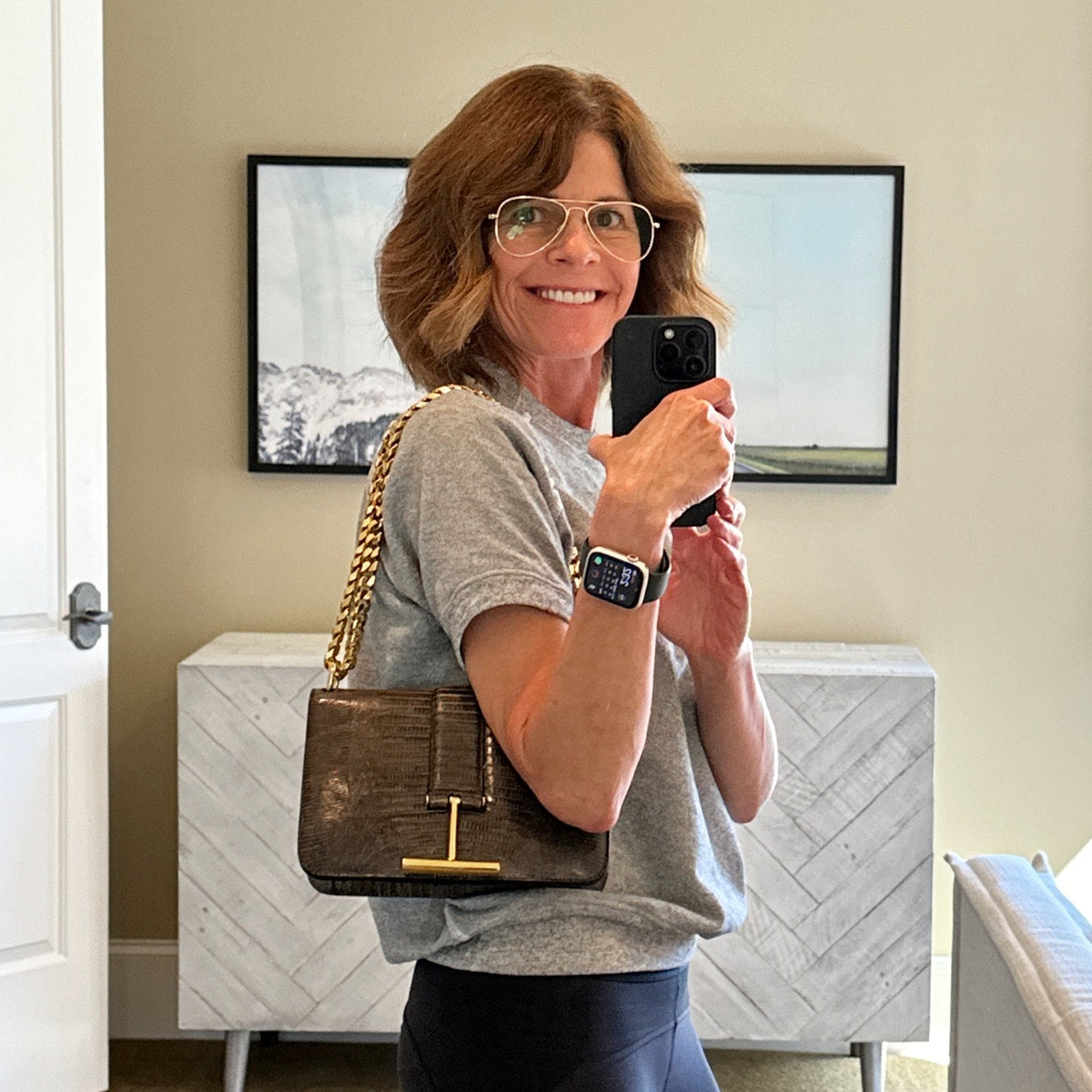 TOM FORD Tara Chain Tejus Lizard Shoulder Bag