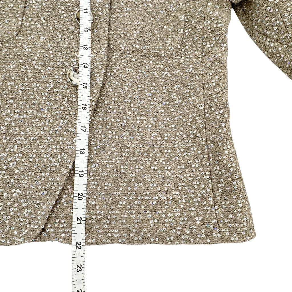 ST. JOHN Textured Sequin Knit Collared Jacket 4|S - flyKAMP