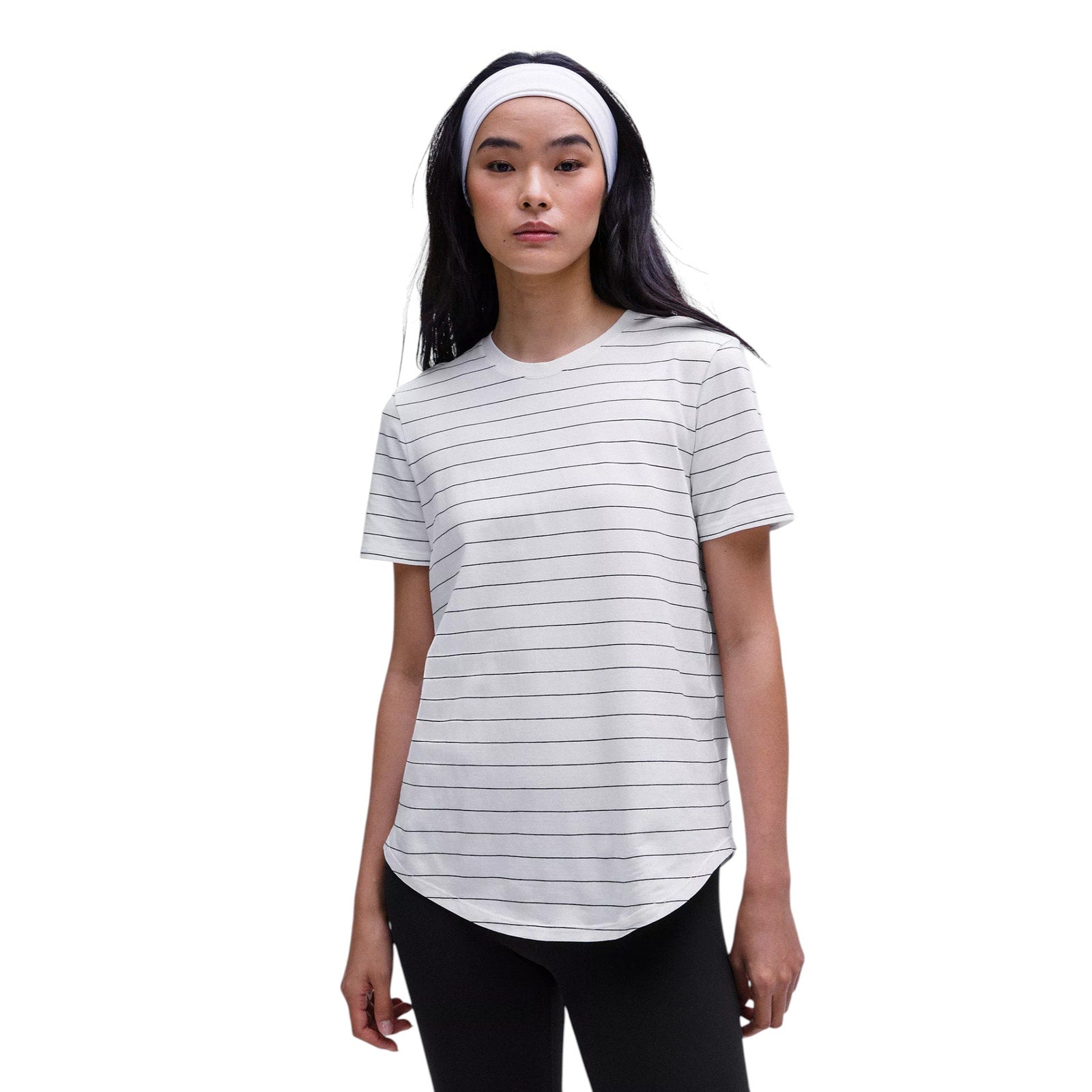 LULULEMON Love Crewneck T-Shirt in Short Serve Stripe White Black 6 Lululemon