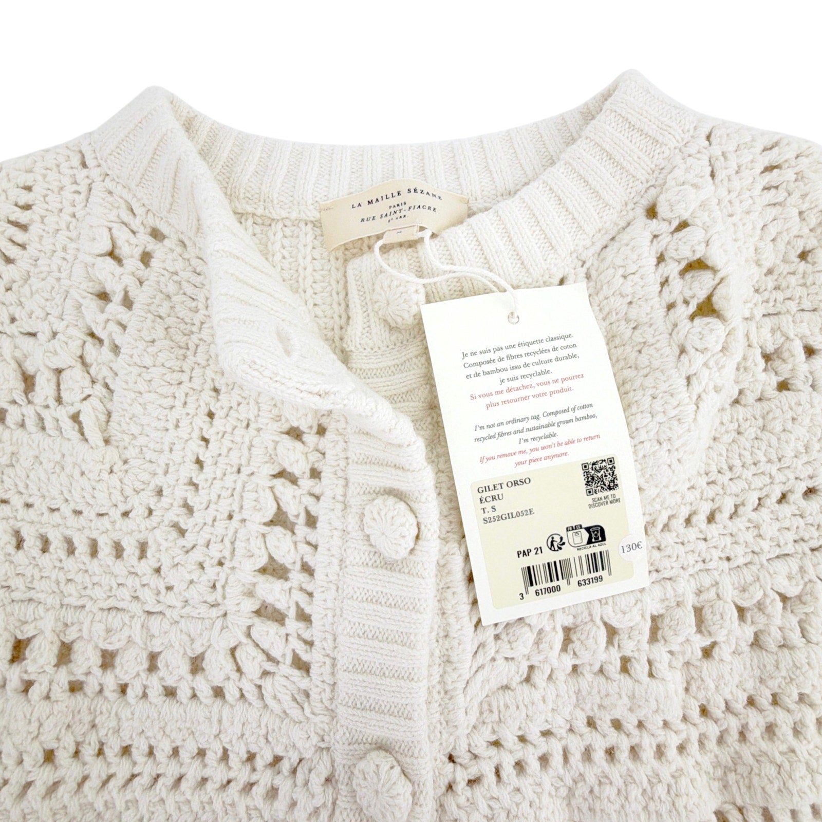 SEZANE Orso Cardigan in Ecru Sézane