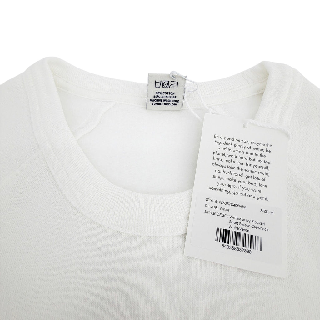SPORTY & RICH Wellness Ivy Short Sleeve Soft Crewneck in White/Verde M Sporty & Rich